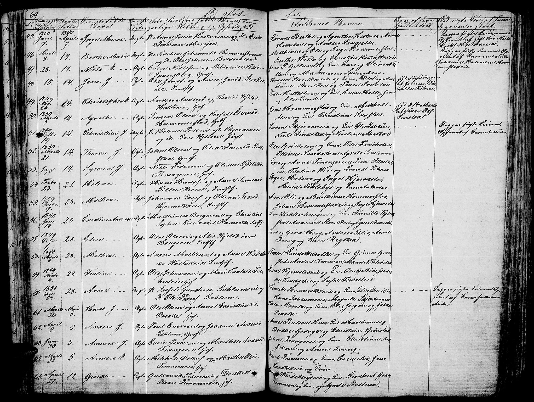 Stange prestekontor, AV/SAH-PREST-002/L/L0003: Parish register (copy) no. 3, 1840-1864, p. 69