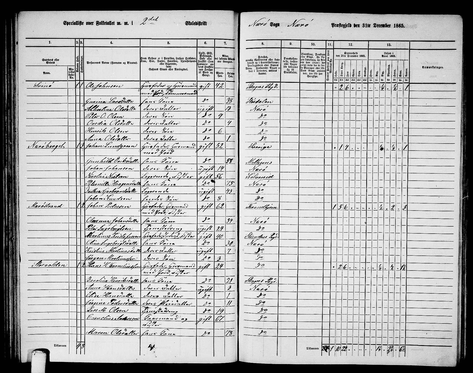 RA, 1865 census for Nærøy, 1865, p. 61