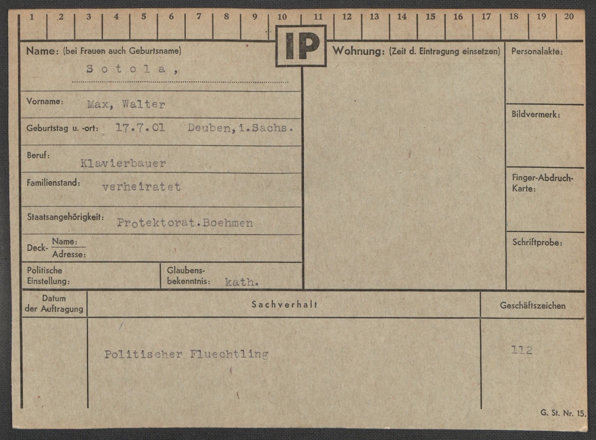 Befehlshaber der Sicherheitspolizei und des SD, RA/RAFA-5969/E/Ea/Eaa/L0009: Register over norske fanger i Møllergata 19: Ru-Sy, 1940-1945, p. 1076