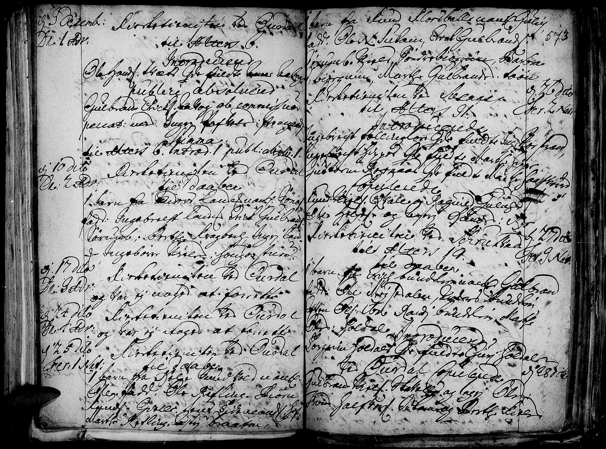 Aurdal prestekontor, SAH/PREST-126/H/Ha/Haa/L0001: Parish register (official) no. 1-3, 1692-1730, p. 573