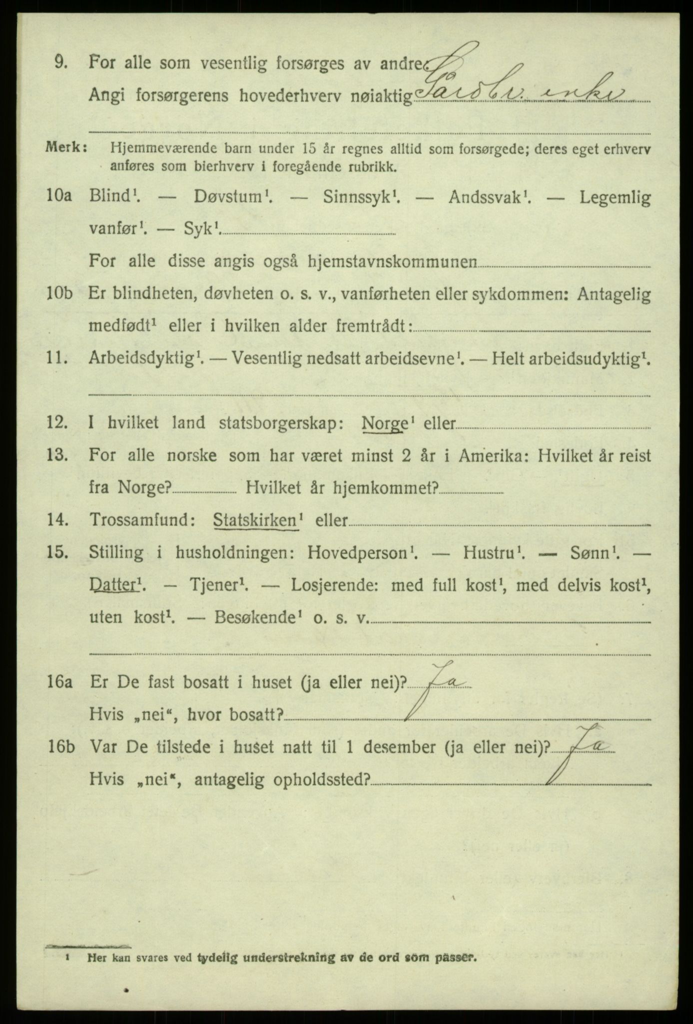 SAB, 1920 census for Fjell, 1920, p. 6419