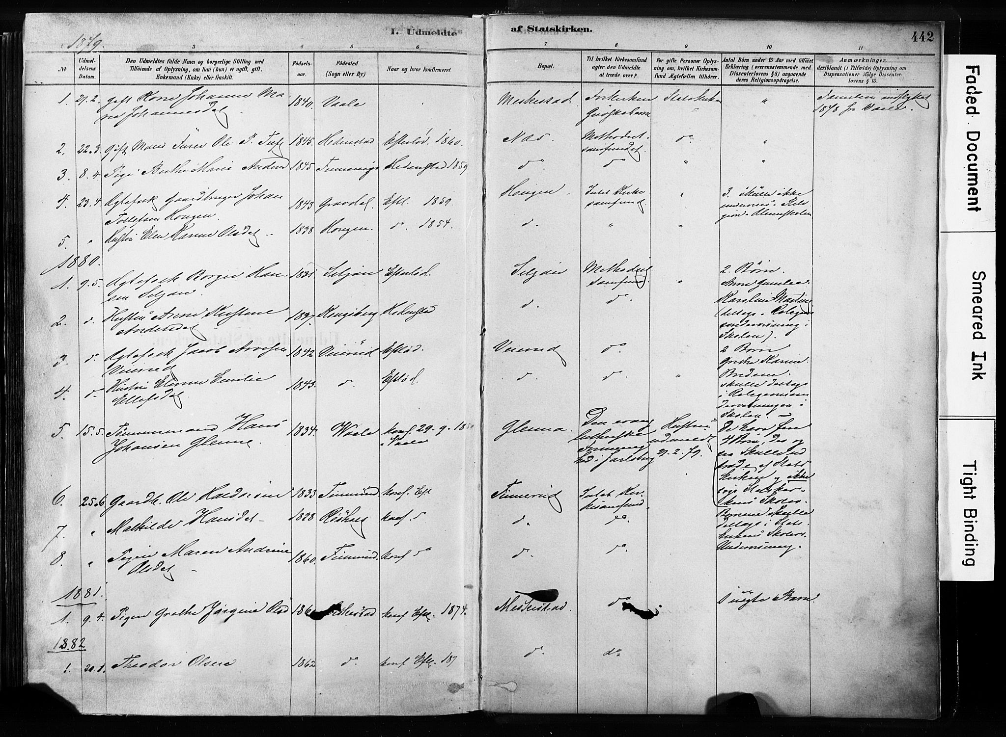 Sandsvær kirkebøker, SAKO/A-244/F/Fb/L0001: Parish register (official) no. II 1, 1878-1906, p. 442