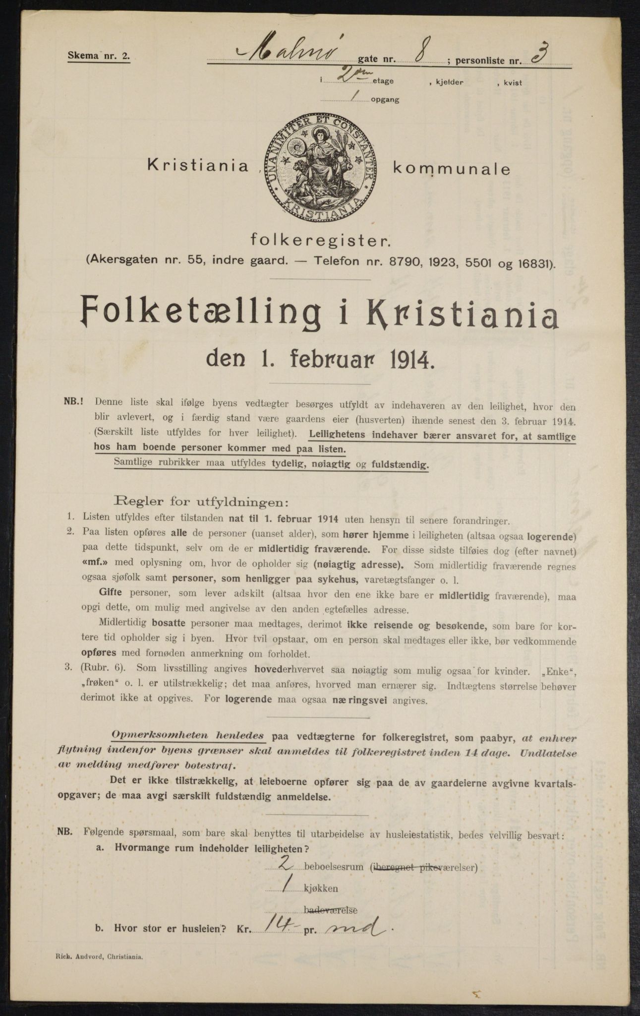 OBA, Municipal Census 1914 for Kristiania, 1914, p. 59989