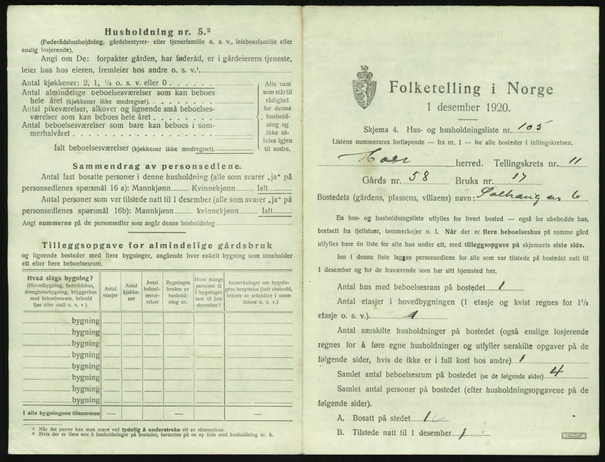 SAK, 1920 census for Holt, 1920, p. 1240