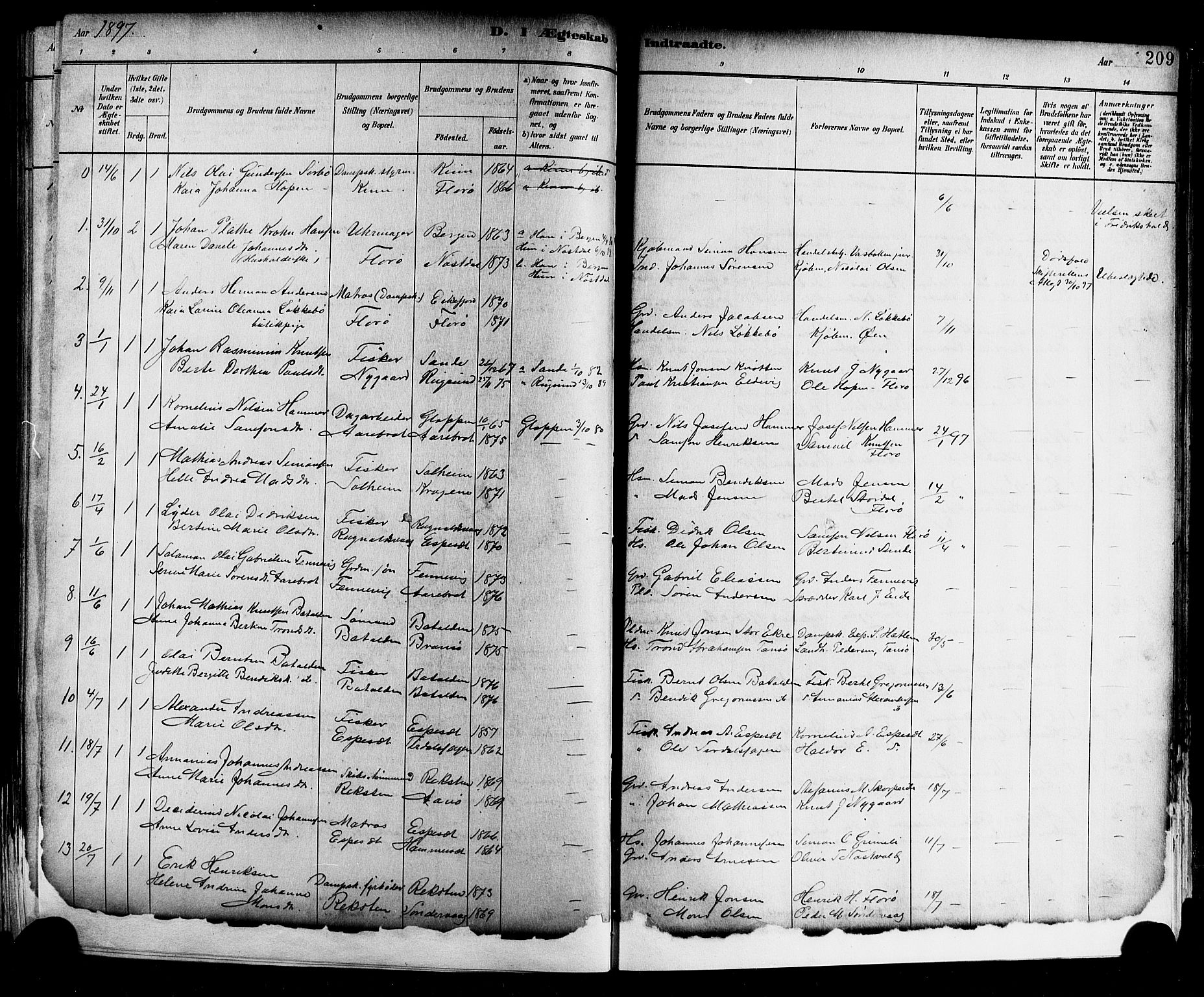 Kinn sokneprestembete, SAB/A-80801/H/Hab/Haba/L0002: Parish register (copy) no. A 2, 1882-1906, p. 209