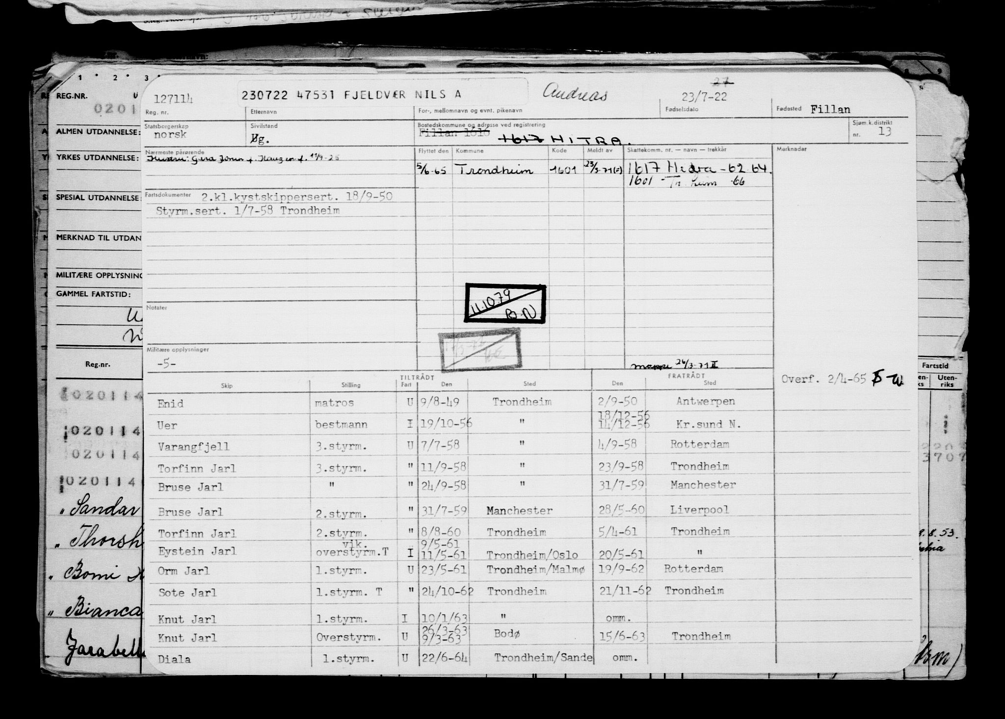 Direktoratet for sjømenn, AV/RA-S-3545/G/Gb/L0209: Hovedkort, 1922, p. 43