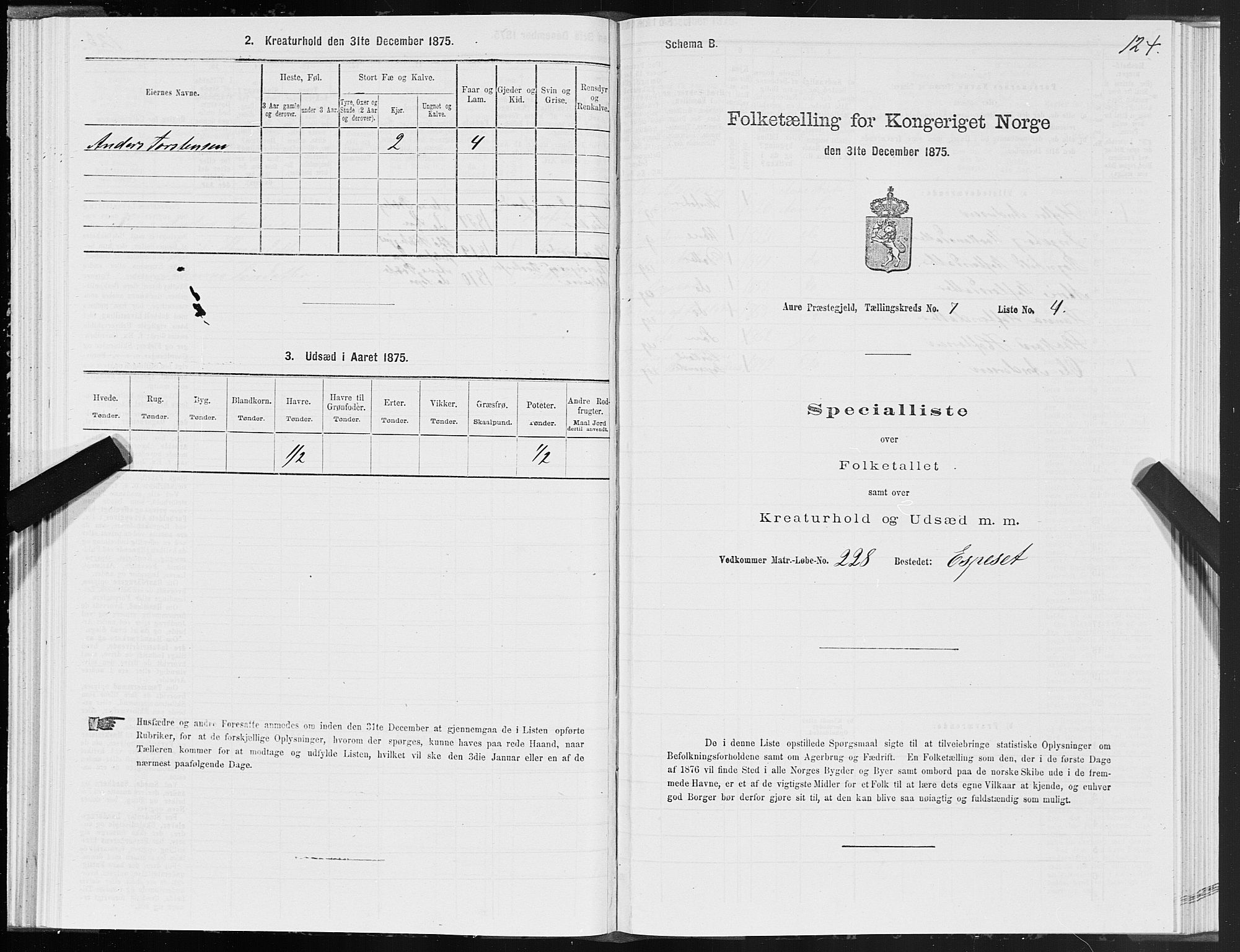 SAT, 1875 census for 1569P Aure, 1875, p. 5124