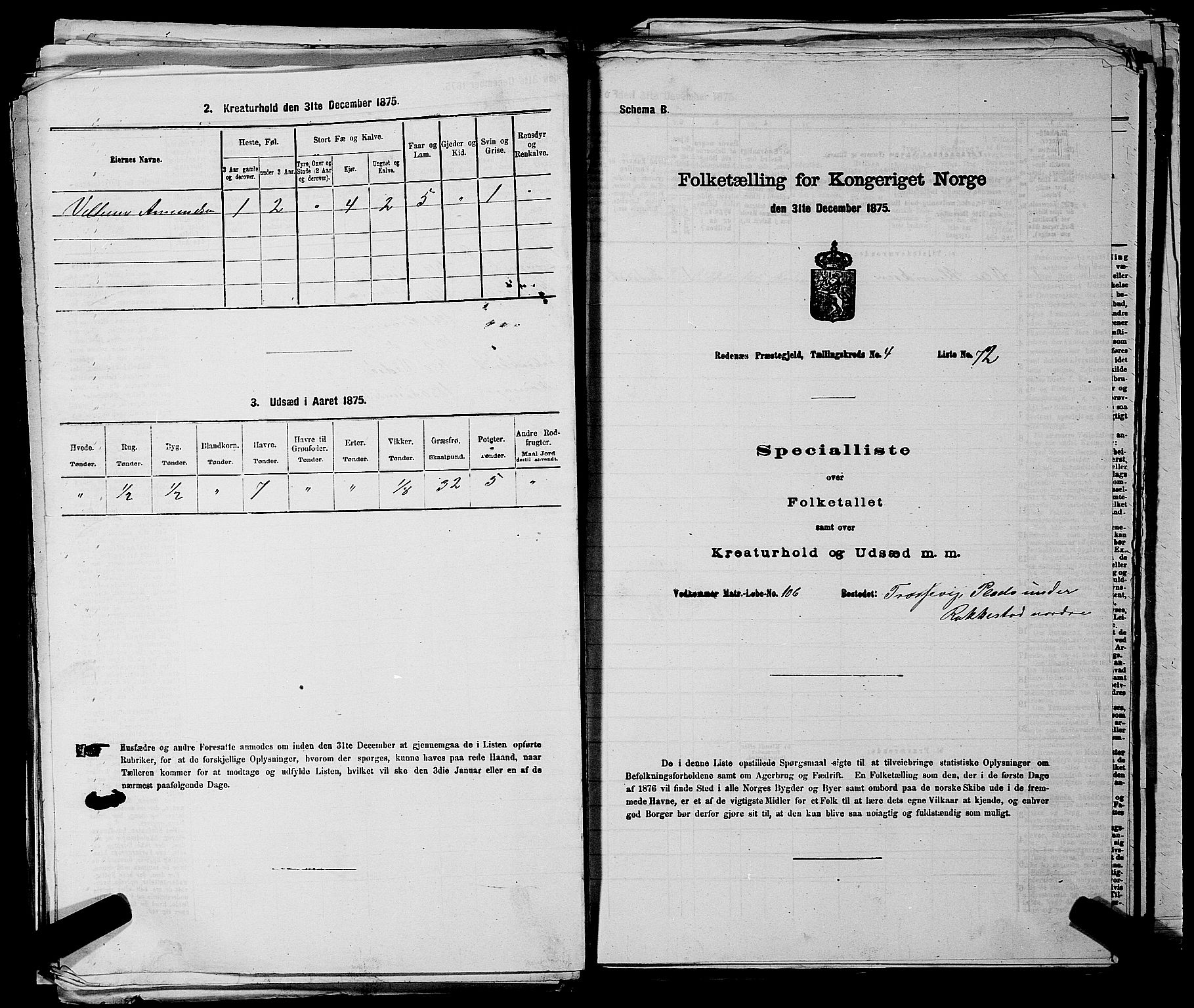 RA, 1875 census for 0120P Rødenes, 1875, p. 651