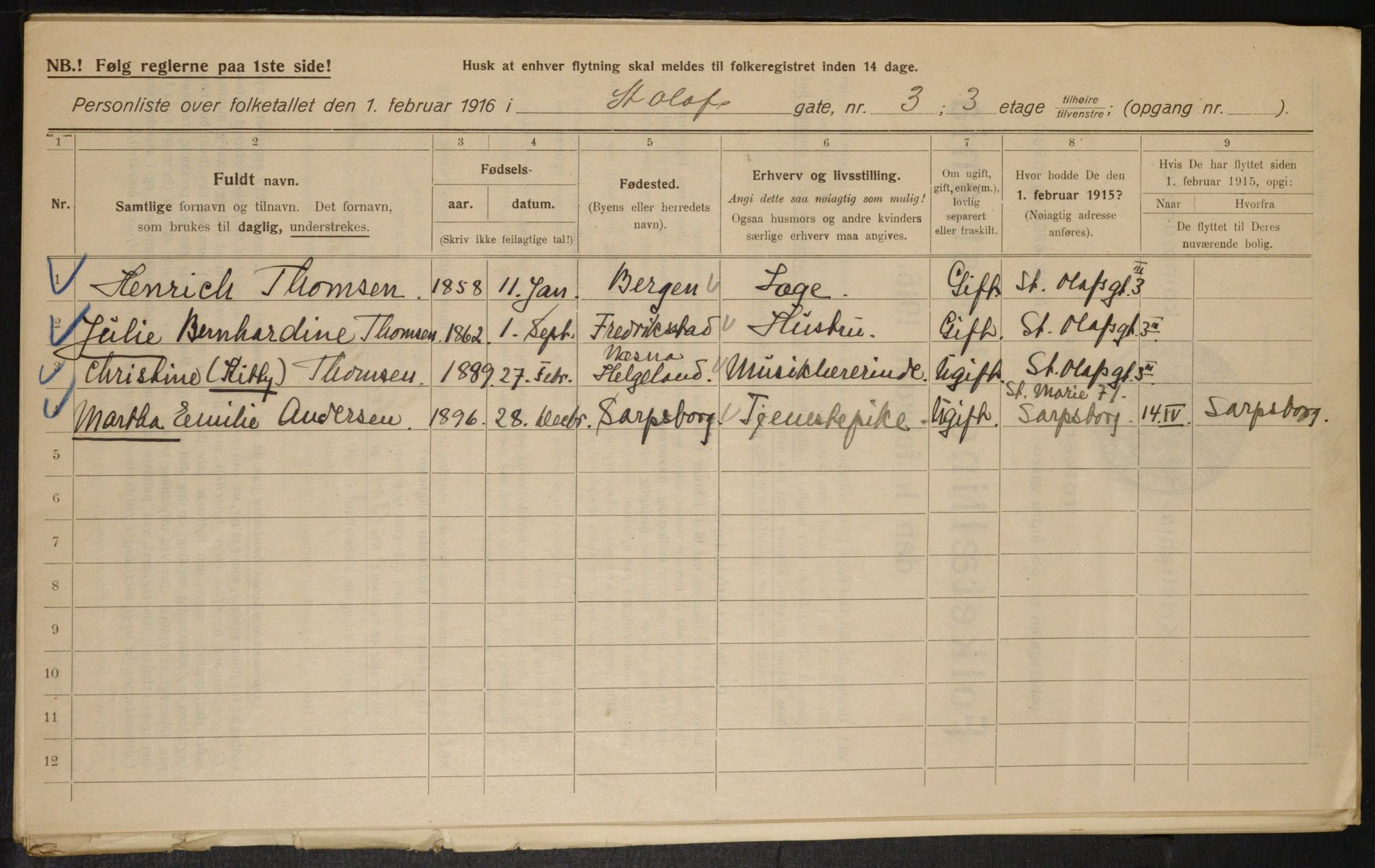 OBA, Municipal Census 1916 for Kristiania, 1916, p. 90190