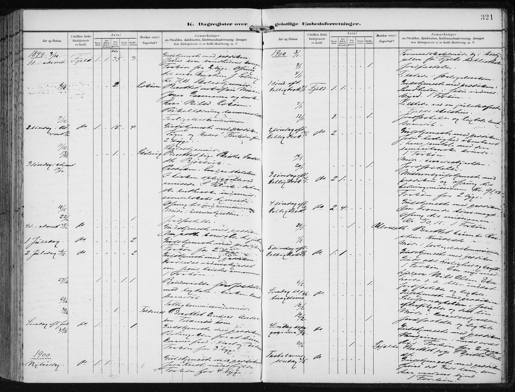 Fjell sokneprestembete, SAB/A-75301/H/Haa: Parish register (official) no. A  9, 1899-1910, p. 321