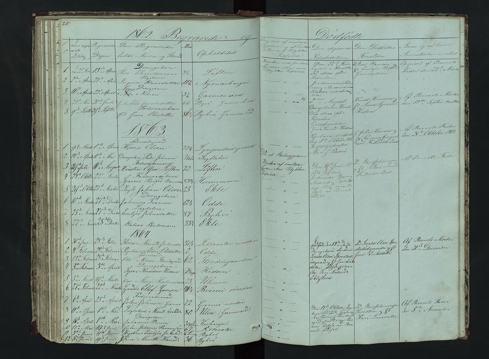 Lom prestekontor, AV/SAH-PREST-070/L/L0014: Parish register (copy) no. 14, 1845-1876, p. 210-211