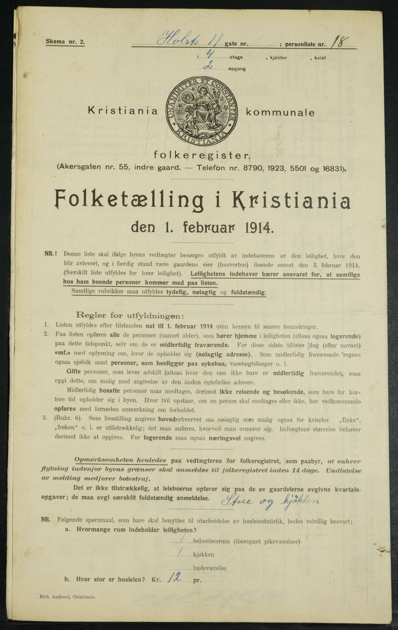 OBA, Municipal Census 1914 for Kristiania, 1914, p. 41176