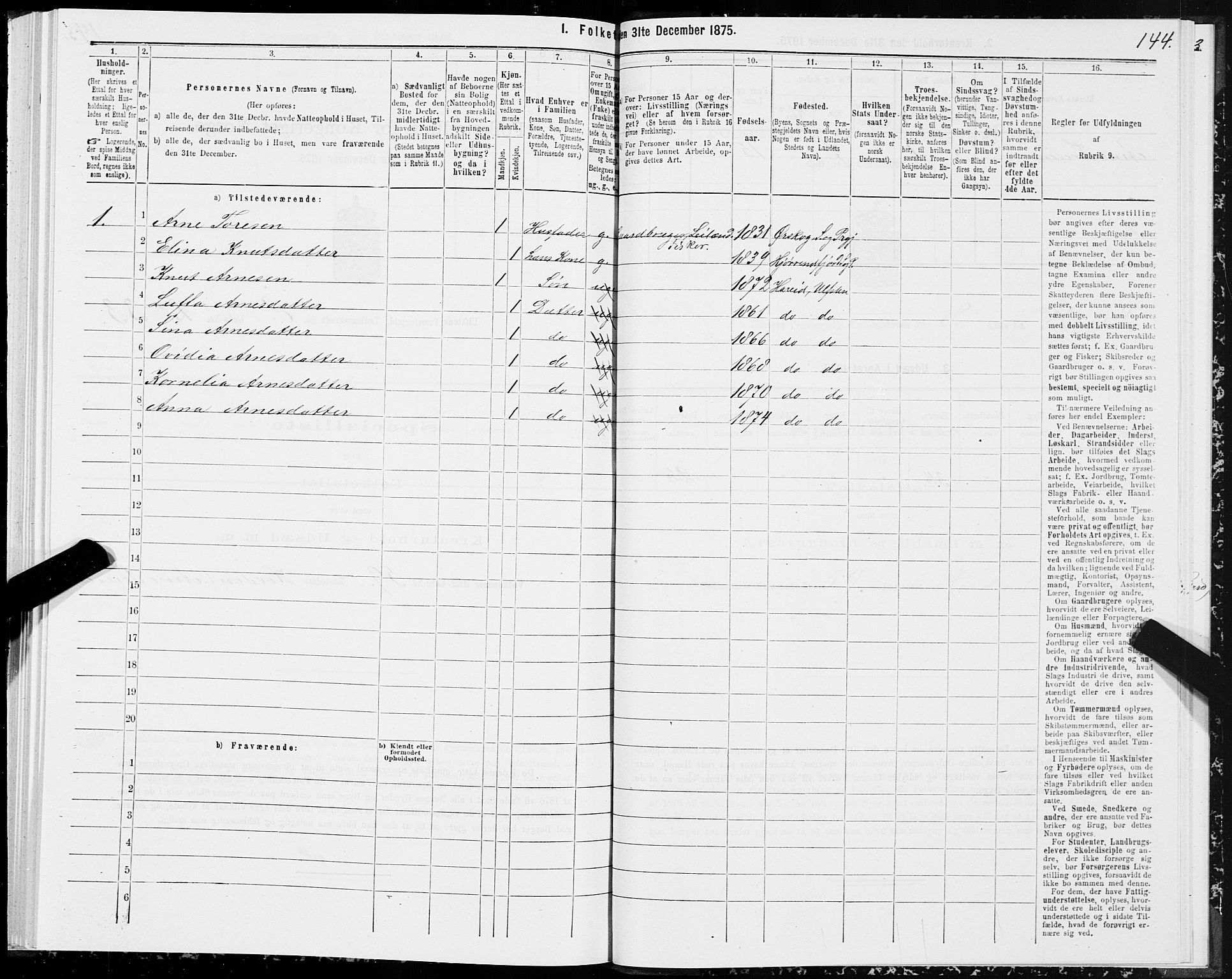 SAT, 1875 census for 1516P Ulstein, 1875, p. 3144