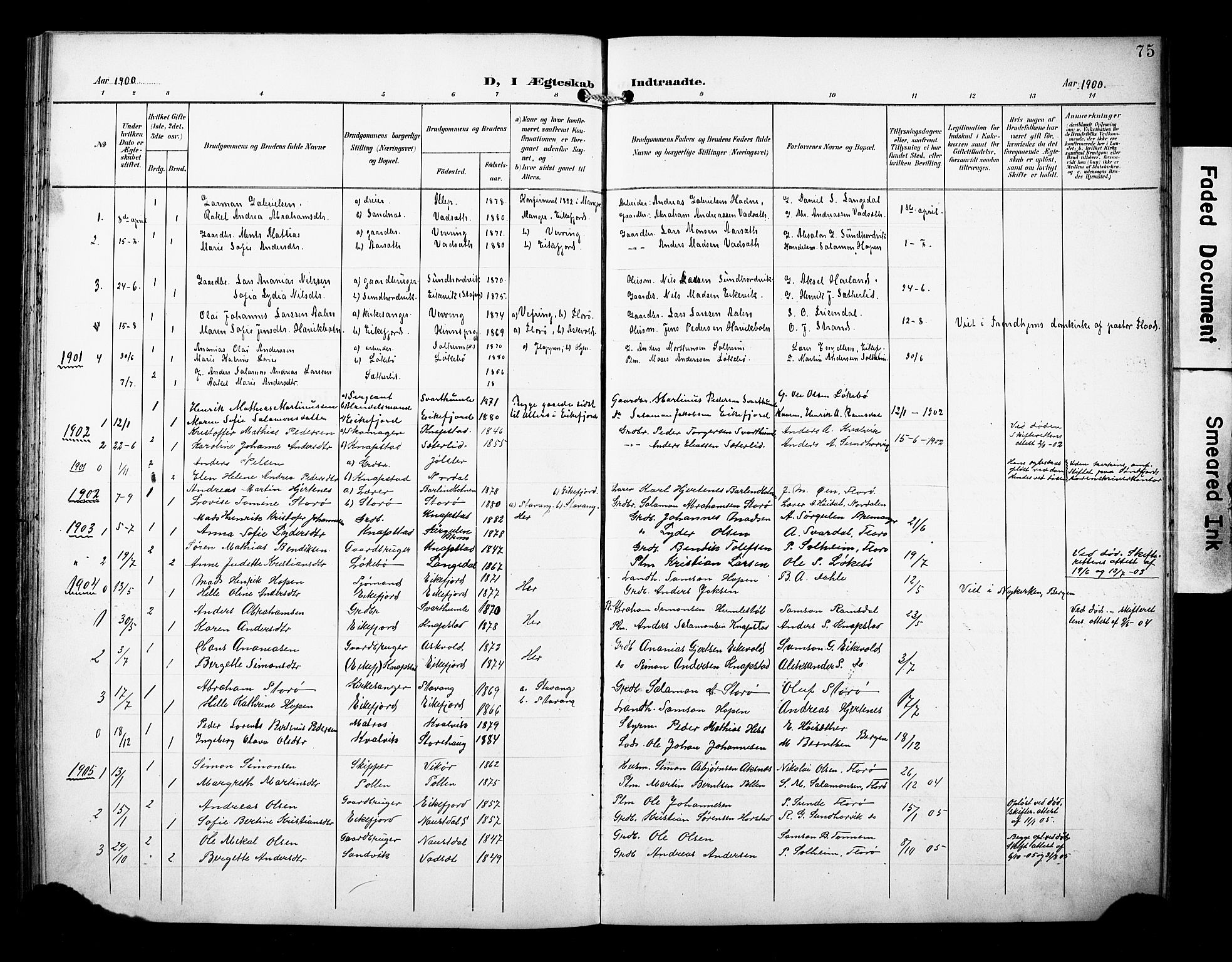 Kinn sokneprestembete, AV/SAB-A-80801/H/Hab/Habe/L0002: Parish register (copy) no. E 2, 1900-1926, p. 75