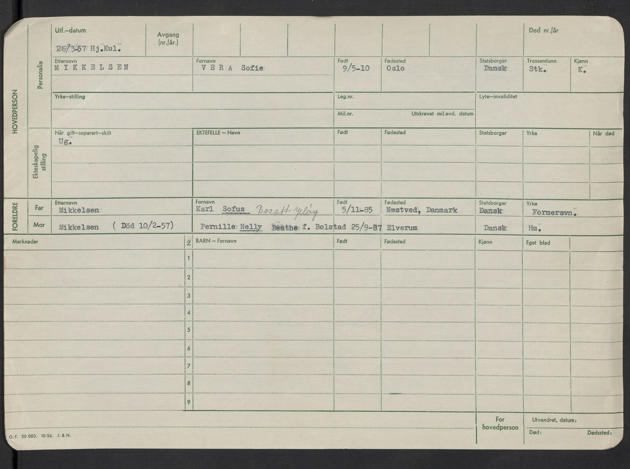 Oslo folkeregister, Registerkort, AV/SAO-A-11715/F/Fa/Fac/L0020: Kvinner, 1906-1914, p. 875b