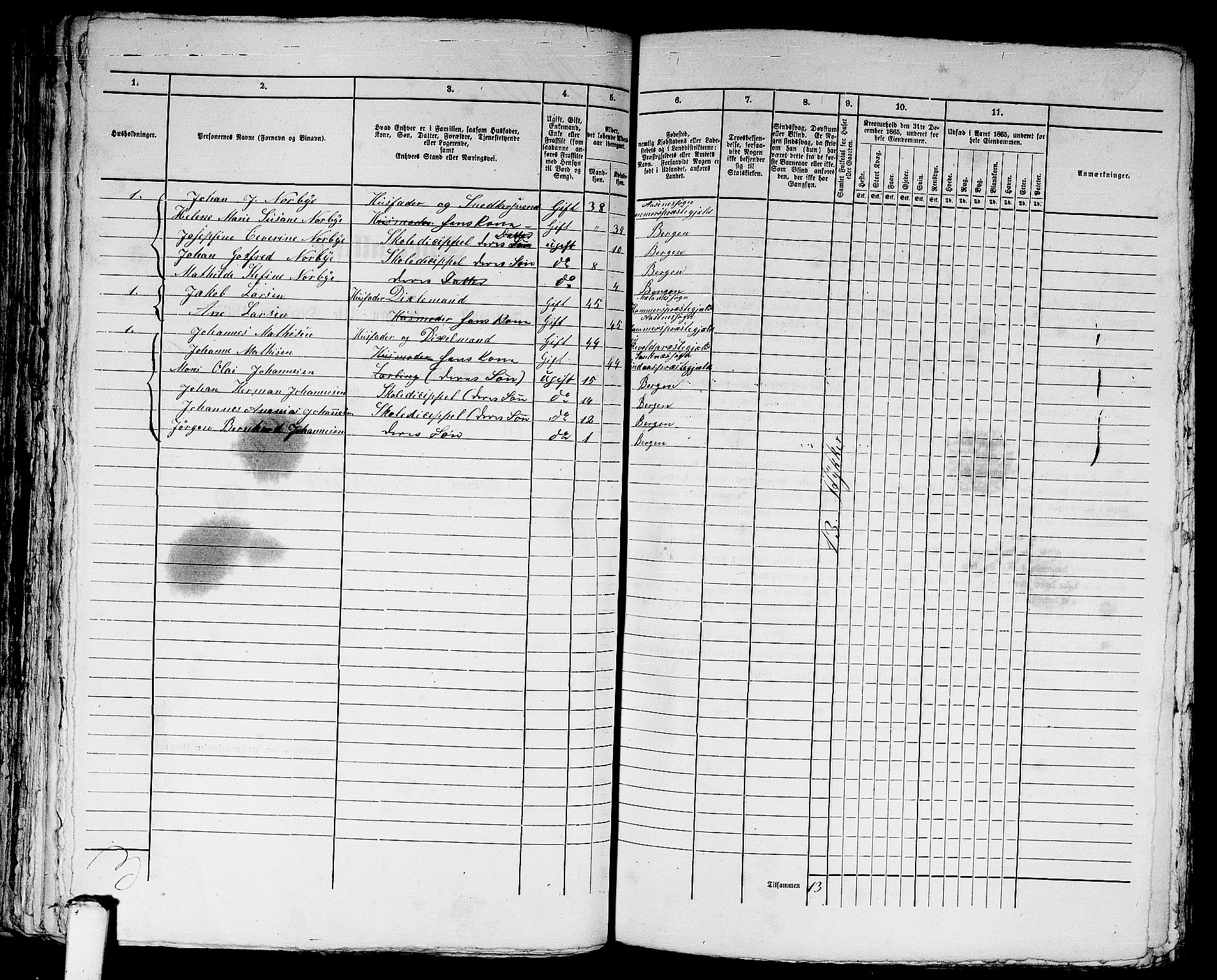 RA, 1865 census for Bergen, 1865, p. 4766