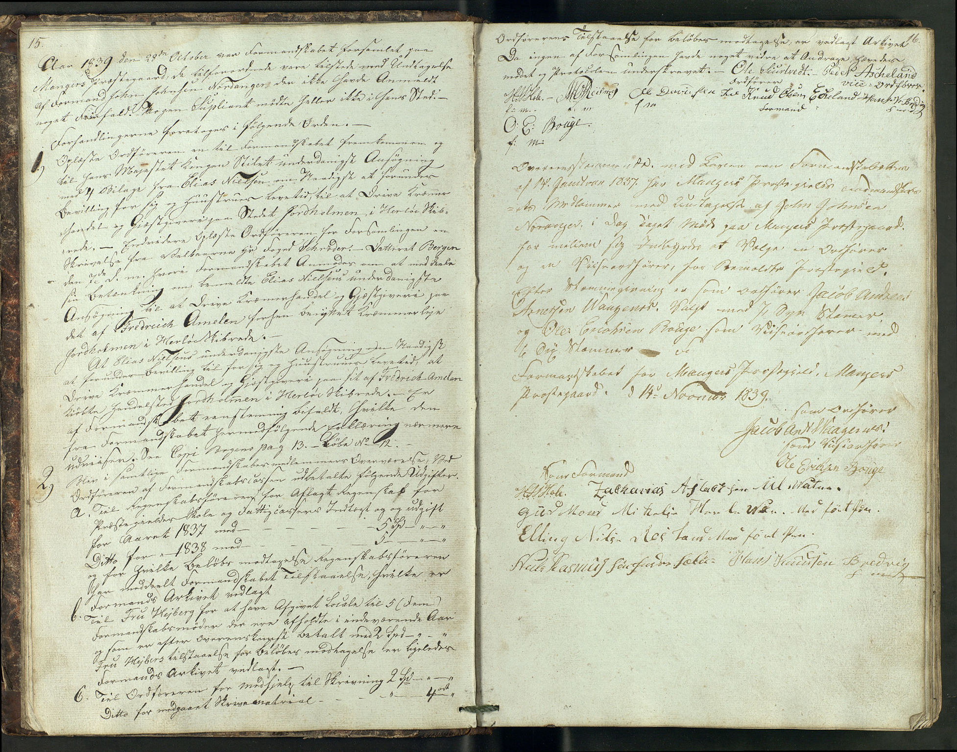 Manger kommune. Formannskapet, IKAH/1261-021/A/Aa/L0001A: Møtebok for Manger formannskap, heradsstyre og soknestyre, 1837-1858, p. 9