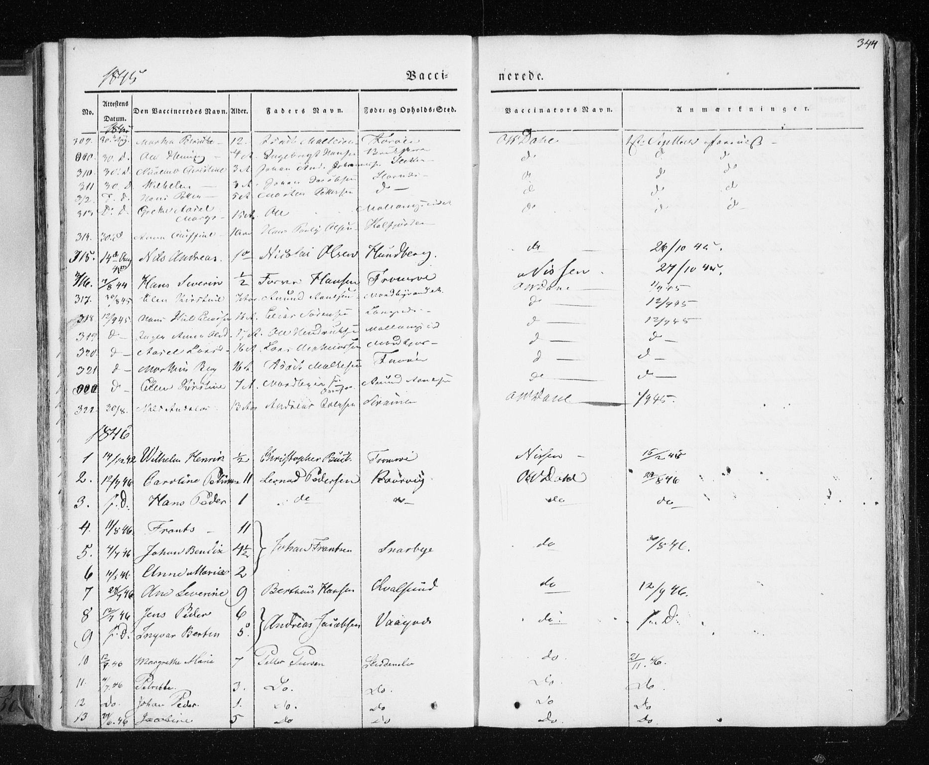 Tromsø sokneprestkontor/stiftsprosti/domprosti, AV/SATØ-S-1343/G/Ga/L0009kirke: Parish register (official) no. 9, 1837-1847, p. 344