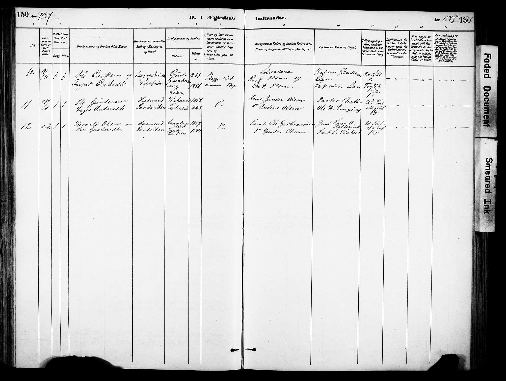 Sør-Aurdal prestekontor, SAH/PREST-128/H/Ha/Haa/L0009: Parish register (official) no. 9, 1886-1906, p. 150