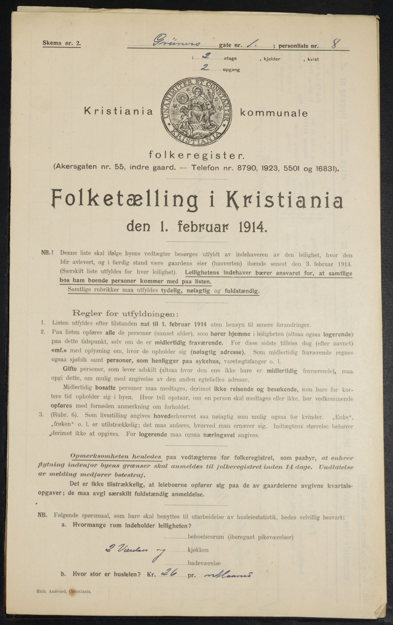 OBA, Municipal Census 1914 for Kristiania, 1914, p. 30756