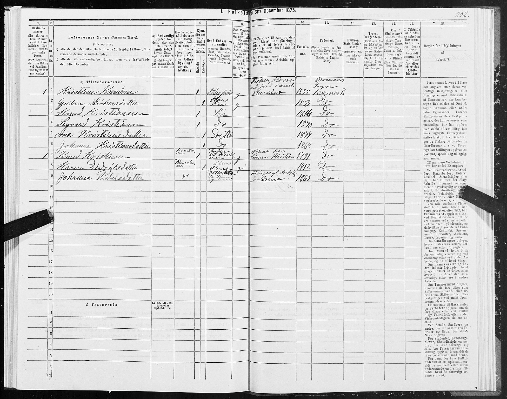 SAT, 1875 census for 1553P Kvernes, 1875, p. 6202
