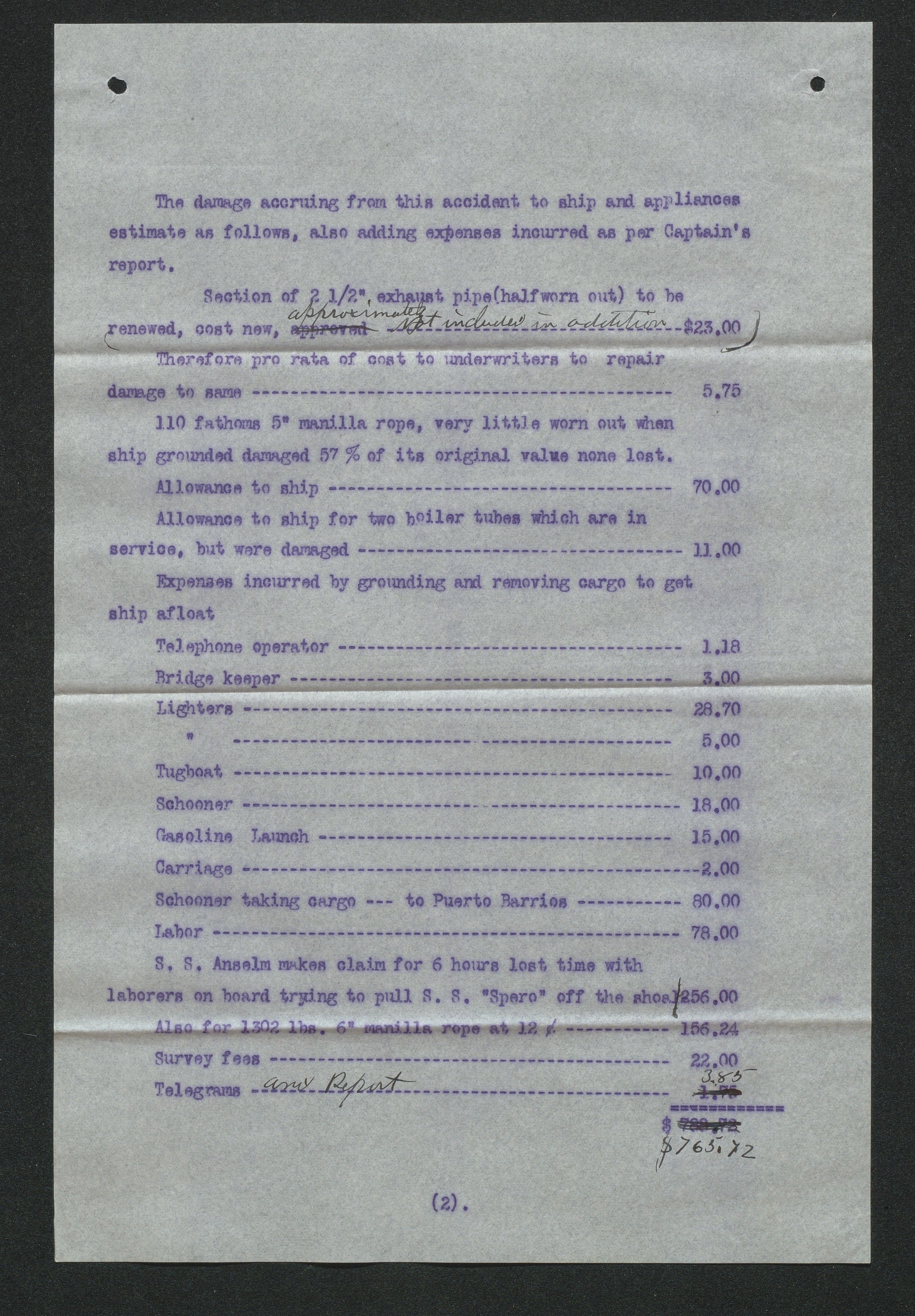 Arendals Dampskibsselskab (ADS), AAKS/PA-1716/1/15/L0018: Skipspapirer D/S Spero, 1898-1904