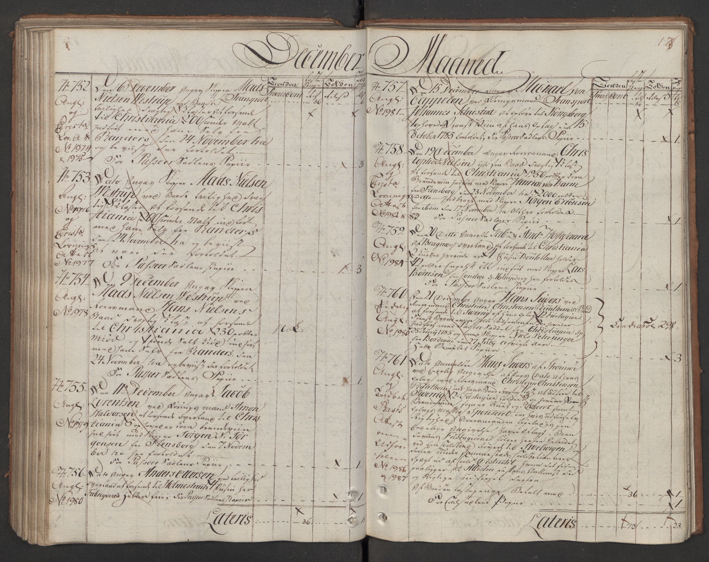 Generaltollkammeret, tollregnskaper, AV/RA-EA-5490/R08/L0143/0001: Tollregnskaper Drammen / Utgående hovedtollbok, 1786, p. 177b-178a