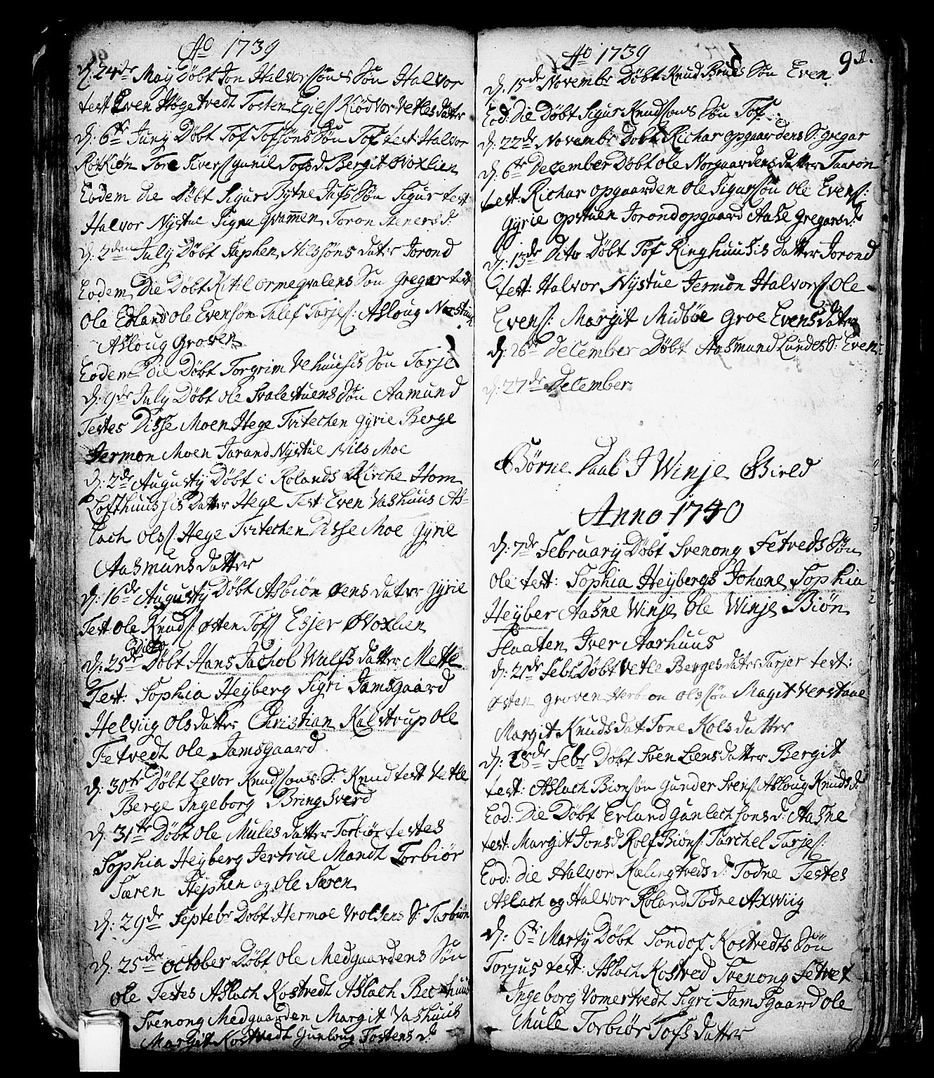 Vinje kirkebøker, SAKO/A-312/F/Fa/L0001: Parish register (official) no. I 1, 1717-1766, p. 91
