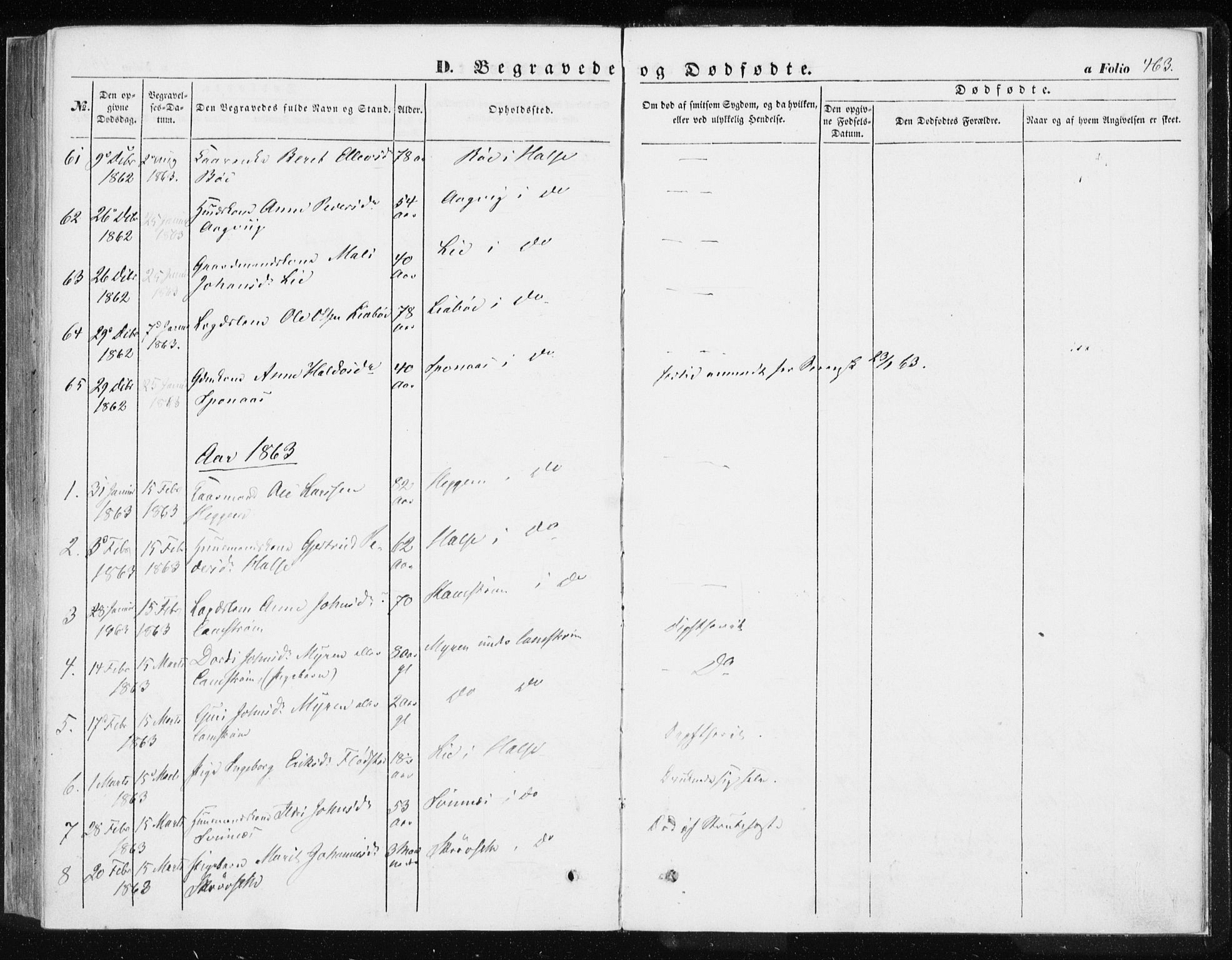 Ministerialprotokoller, klokkerbøker og fødselsregistre - Møre og Romsdal, AV/SAT-A-1454/576/L0883: Parish register (official) no. 576A01, 1849-1865, p. 463