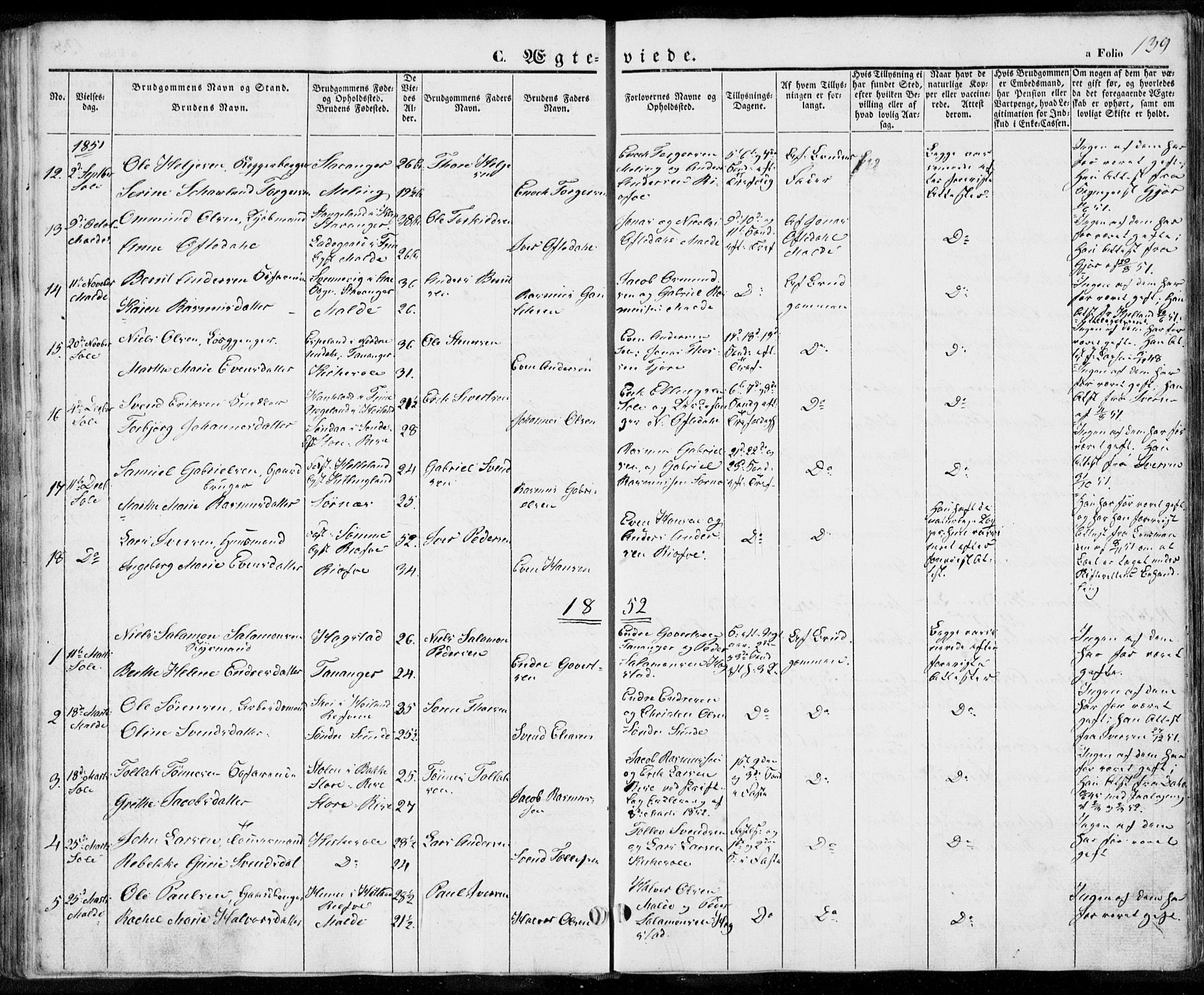 Håland sokneprestkontor, SAST/A-101802/001/30BA/L0006: Parish register (official) no. A 6, 1842-1853, p. 139