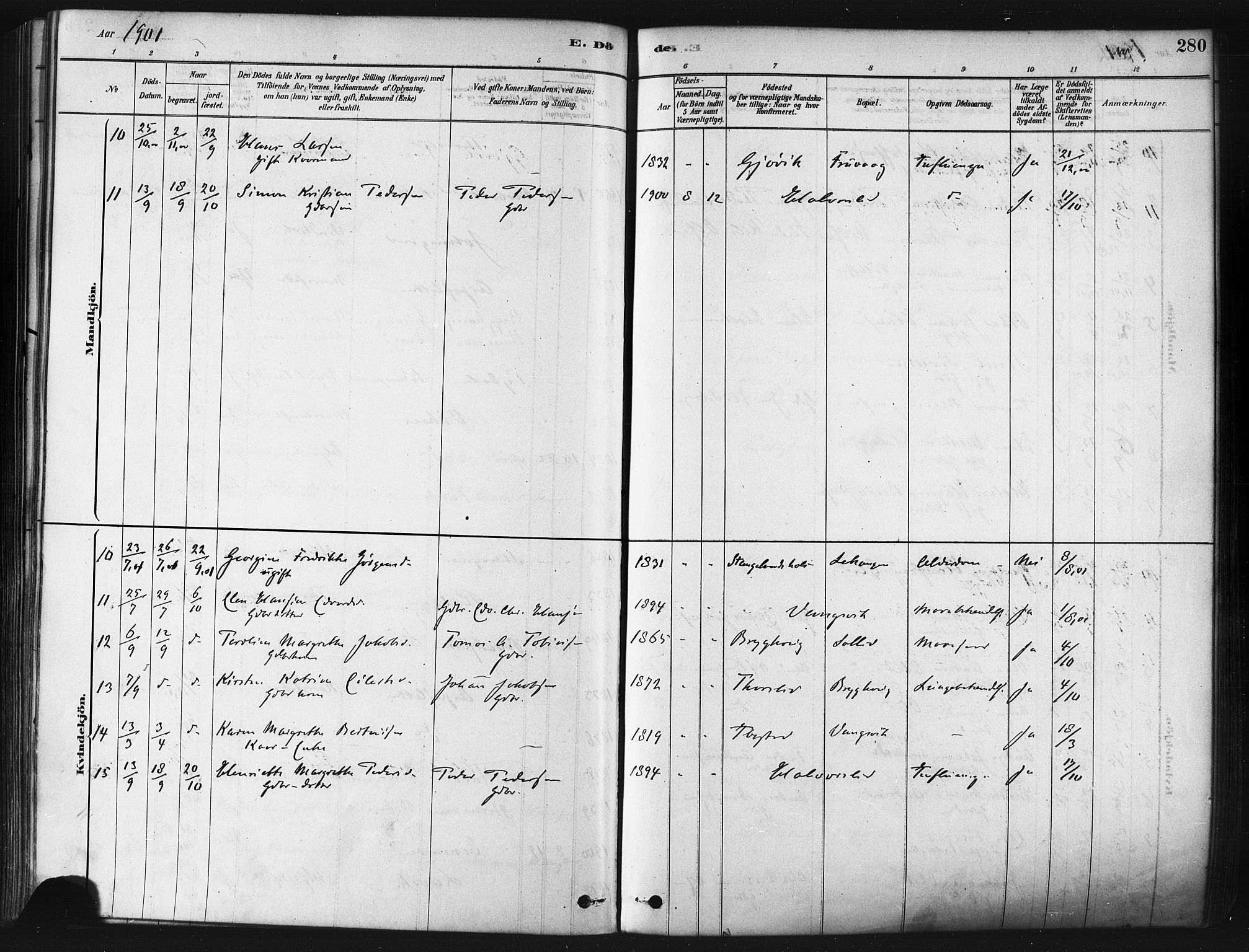 Tranøy sokneprestkontor, AV/SATØ-S-1313/I/Ia/Iaa/L0009kirke: Parish register (official) no. 9, 1878-1904, p. 280