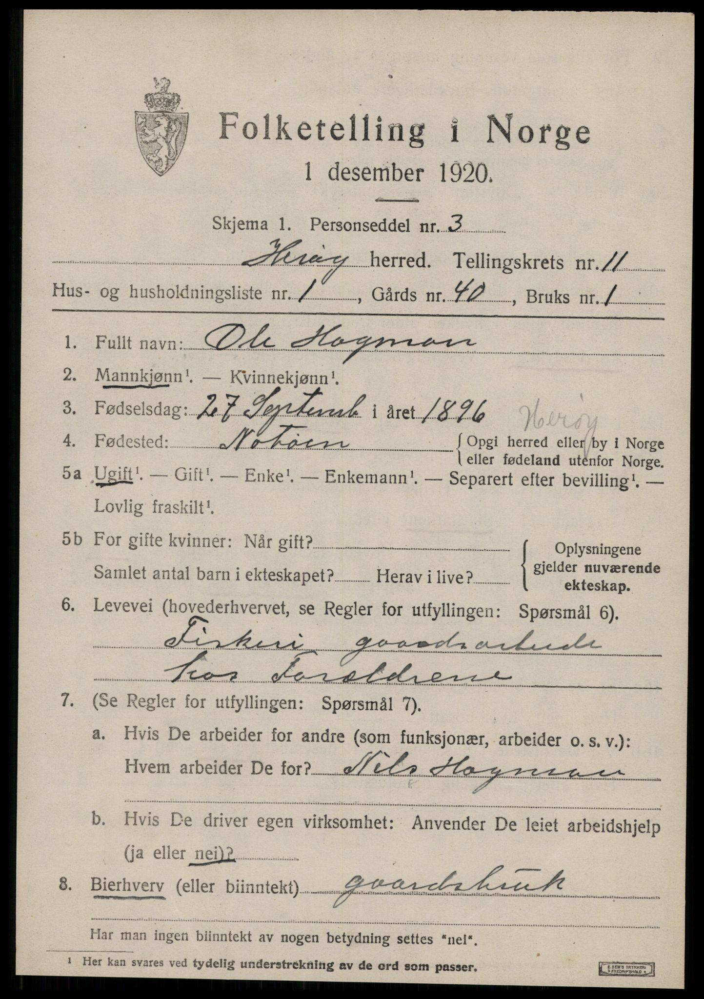 SAT, 1920 census for Herøy (MR), 1920, p. 7057