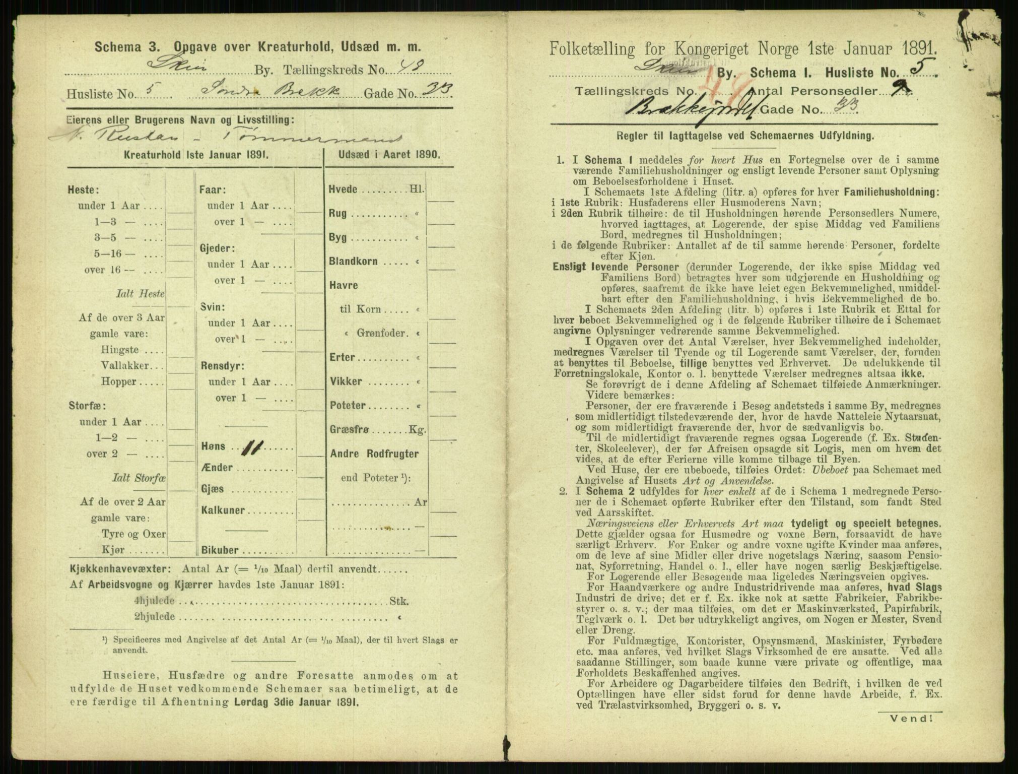 RA, 1891 census for 0806 Skien, 1891, p. 1790