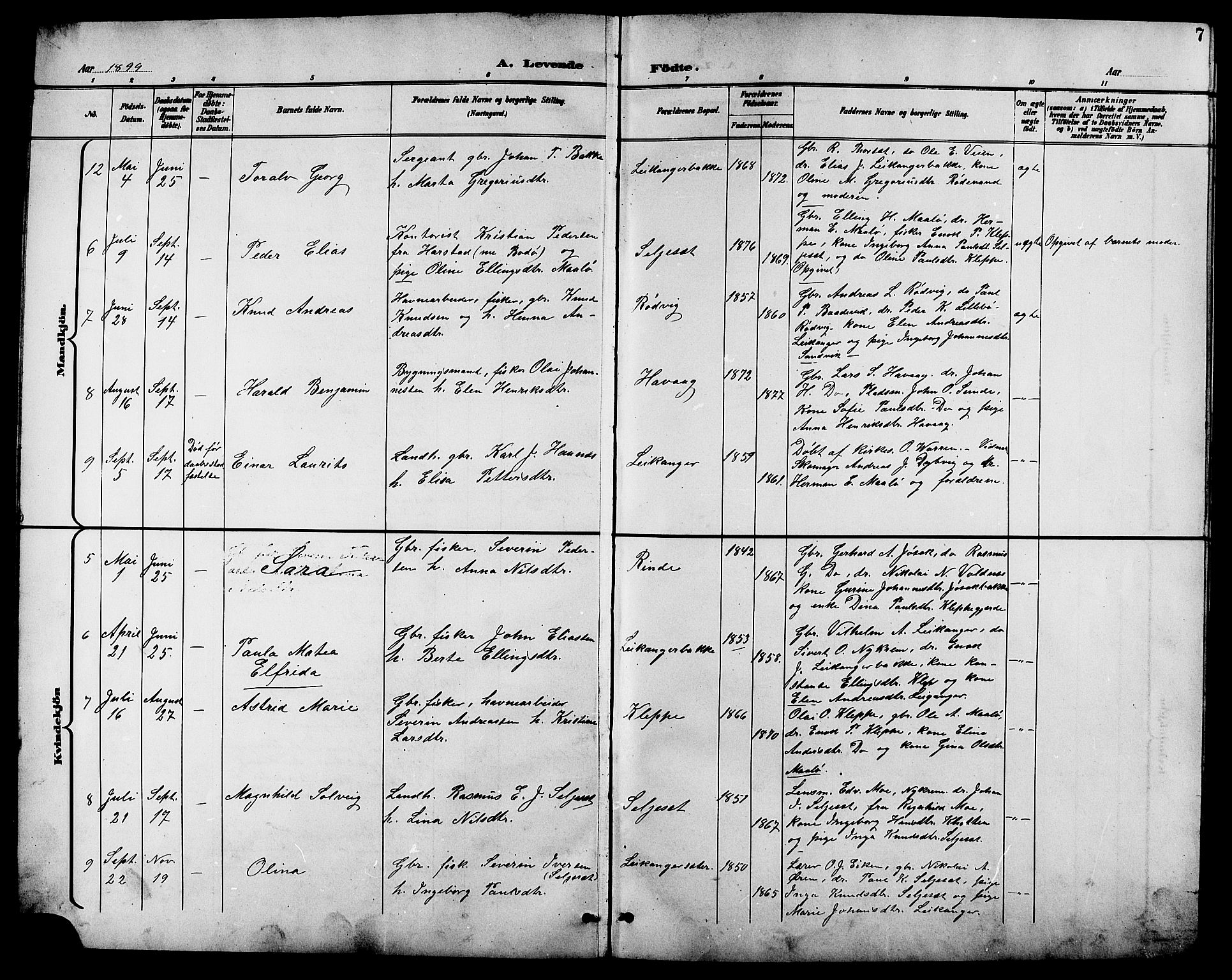 Ministerialprotokoller, klokkerbøker og fødselsregistre - Møre og Romsdal, AV/SAT-A-1454/508/L0098: Parish register (copy) no. 508C02, 1898-1916, p. 7