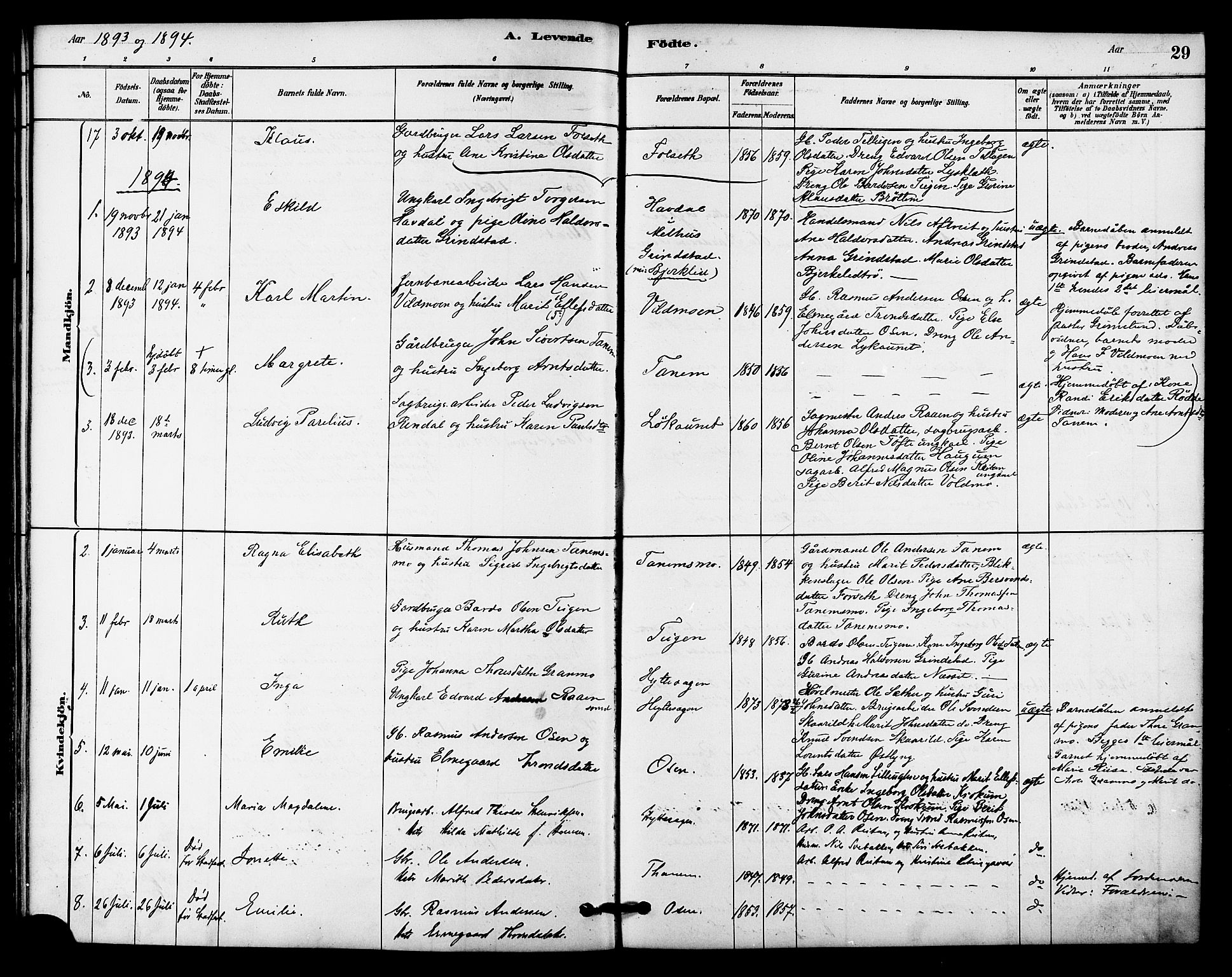 Ministerialprotokoller, klokkerbøker og fødselsregistre - Sør-Trøndelag, SAT/A-1456/618/L0444: Parish register (official) no. 618A07, 1880-1898, p. 29