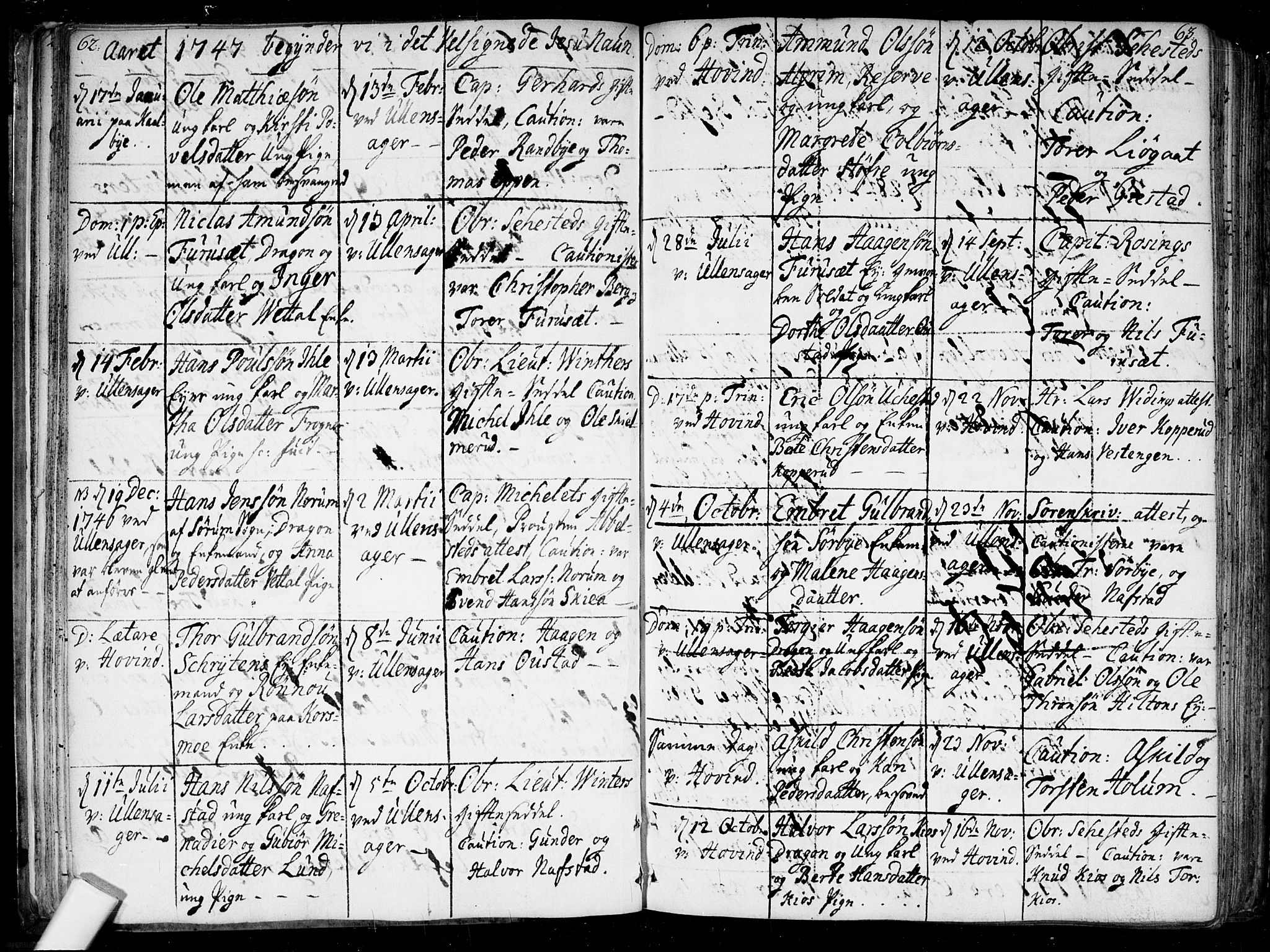 Ullensaker prestekontor Kirkebøker, AV/SAO-A-10236a/F/Fa/L0010: Parish register (official) no. I 10, 1733-1776, p. 62-63