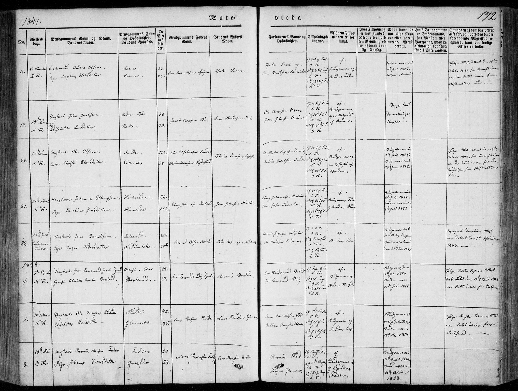 Stryn Sokneprestembete, SAB/A-82501: Parish register (official) no. A 2, 1844-1861, p. 172