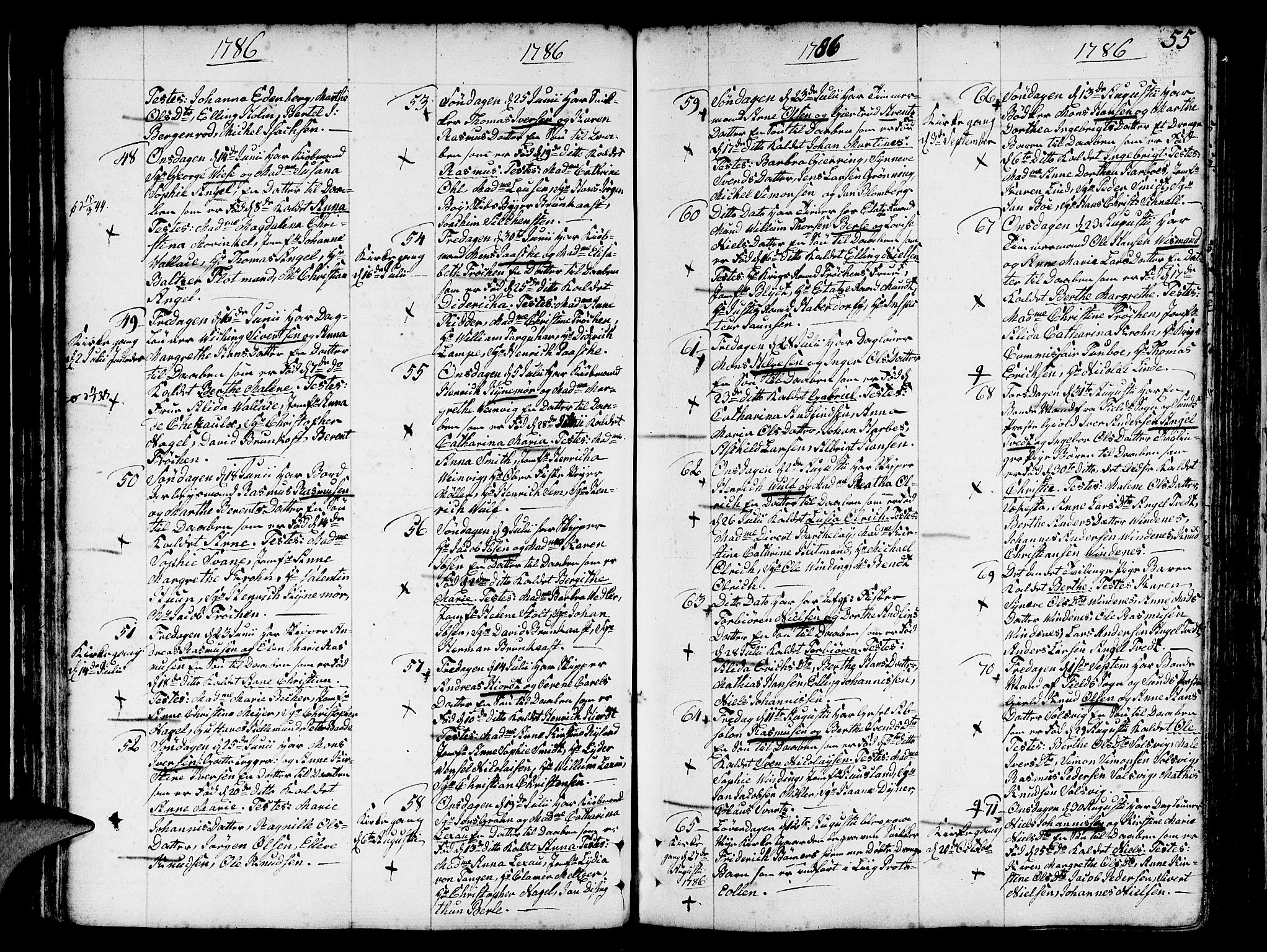 Nykirken Sokneprestembete, AV/SAB-A-77101/H/Haa/L0005: Parish register (official) no. A 5, 1775-1808, p. 55