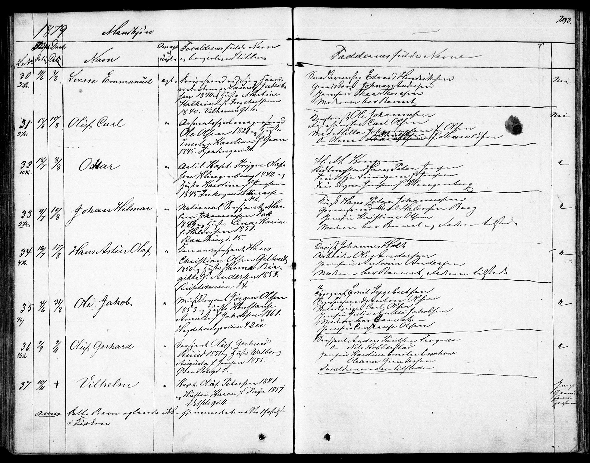 Garnisonsmenigheten Kirkebøker, SAO/A-10846/F/Fa/L0007: Parish register (official) no. 7, 1828-1881, p. 293