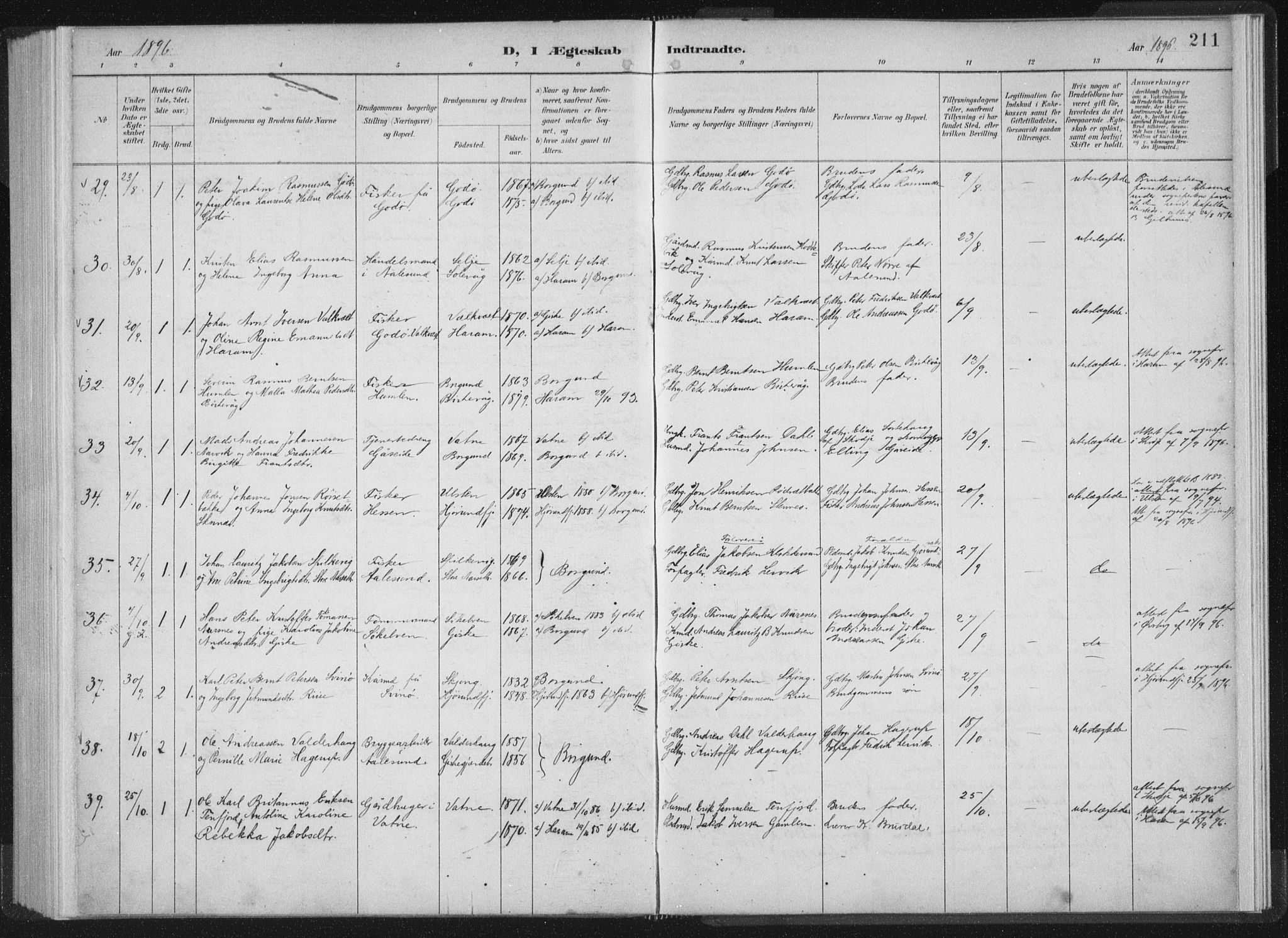 Ministerialprotokoller, klokkerbøker og fødselsregistre - Møre og Romsdal, AV/SAT-A-1454/528/L0405: Parish register (official) no. 528A14, 1891-1906, p. 211