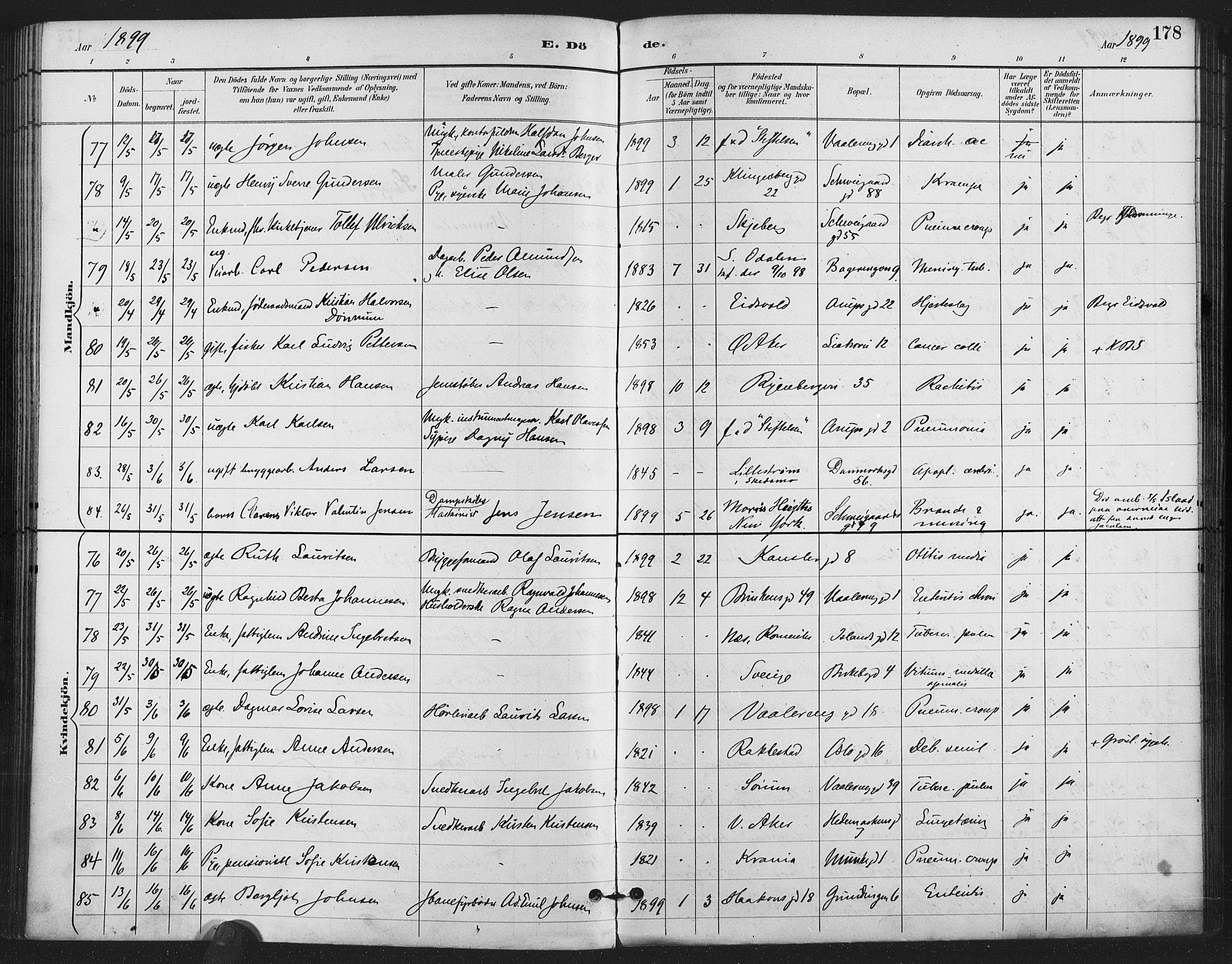 Gamlebyen prestekontor Kirkebøker, SAO/A-10884/F/Fa/L0009: Parish register (official) no. 9, 1888-1909, p. 178