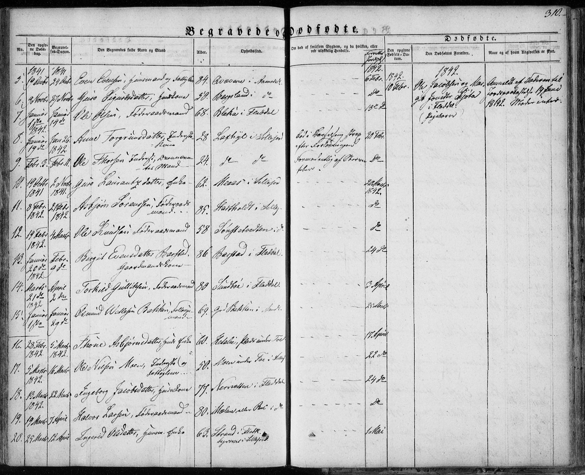 Seljord kirkebøker, AV/SAKO-A-20/F/Fa/L0011: Parish register (official) no. I 11, 1831-1849, p. 310