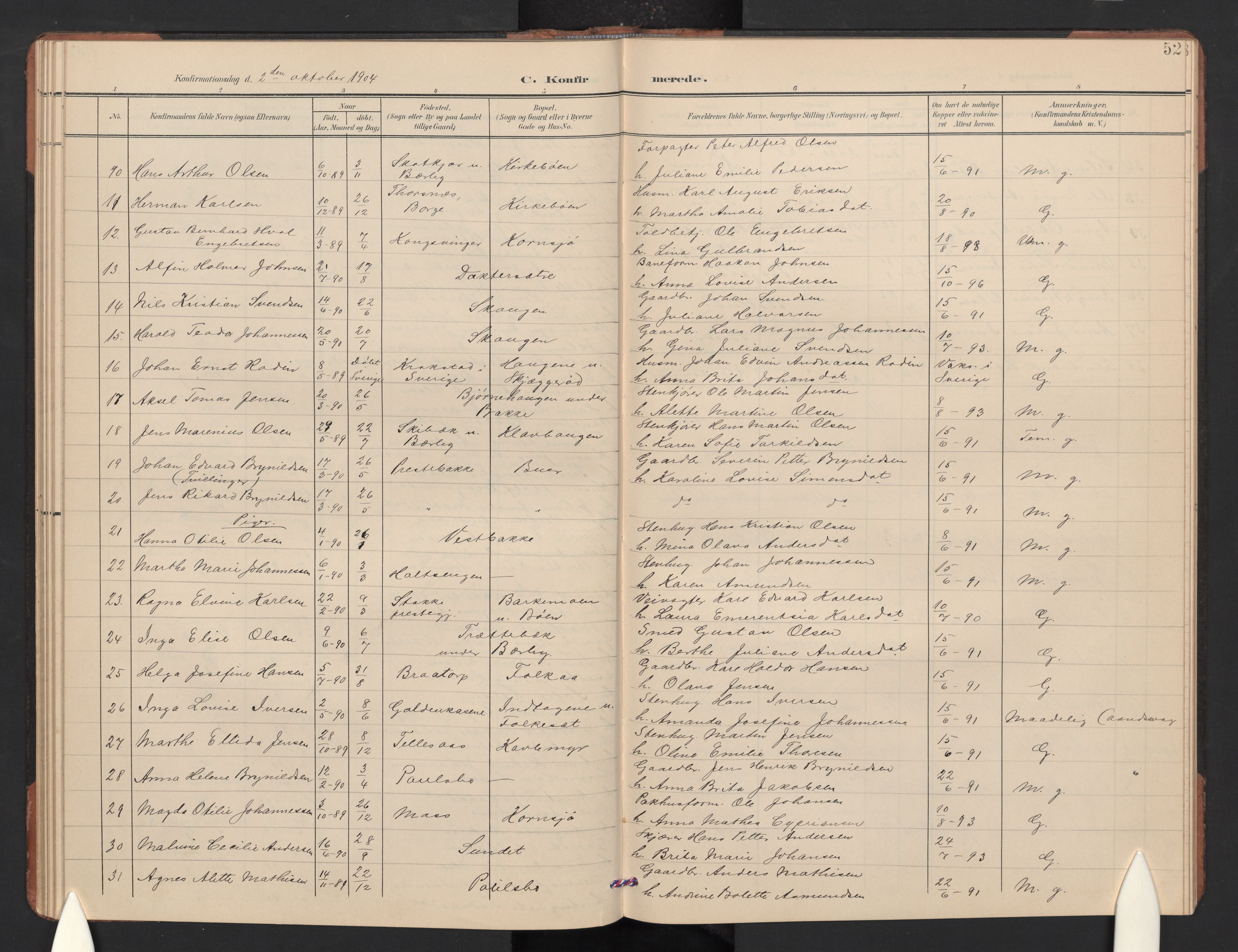Idd prestekontor Kirkebøker, SAO/A-10911/G/Gc/L0001: Parish register (copy) no. III 1, 1901-1910, p. 52