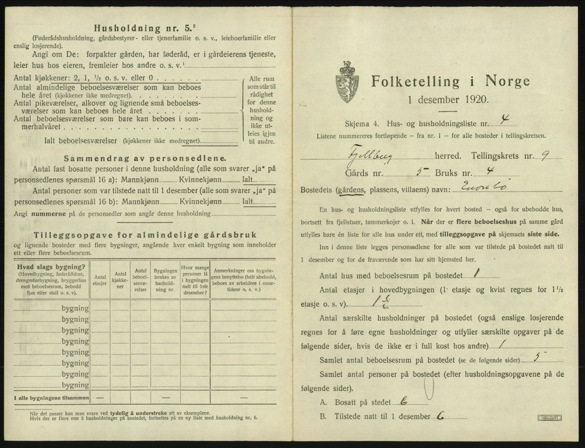 SAB, 1920 census for Fjelberg, 1920, p. 557