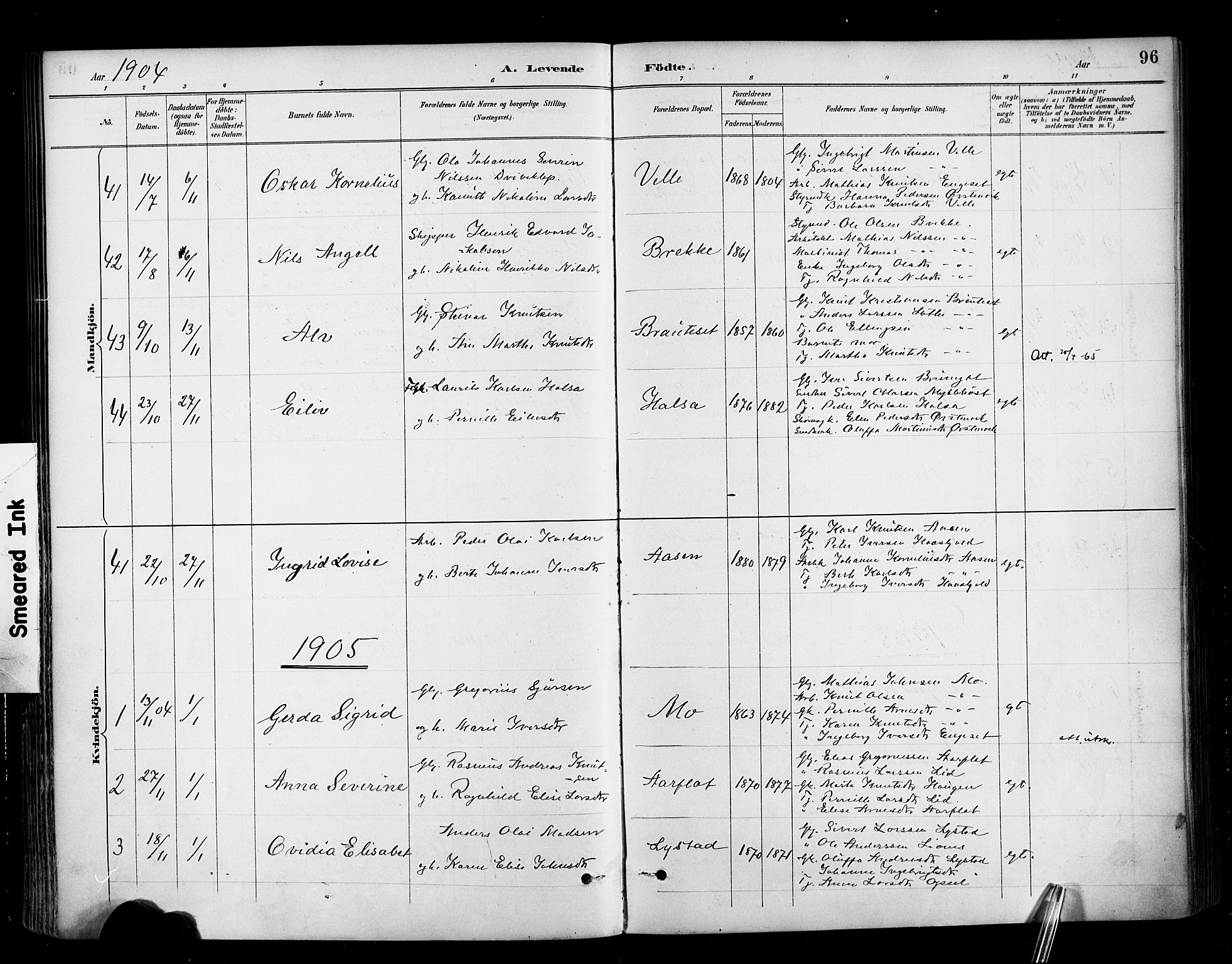 Ministerialprotokoller, klokkerbøker og fødselsregistre - Møre og Romsdal, AV/SAT-A-1454/513/L0177: Parish register (official) no. 513A04, 1890-1906, p. 96