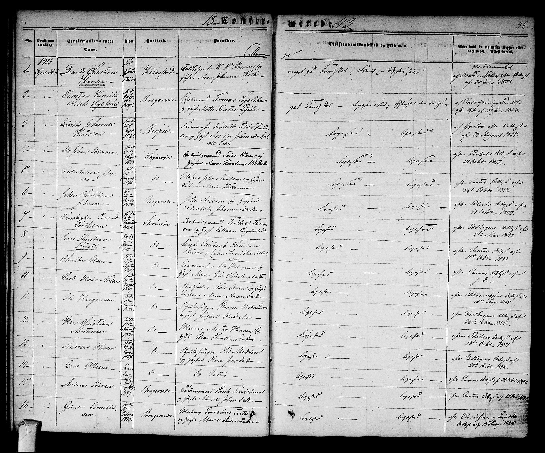 Strømsø kirkebøker, AV/SAKO-A-246/F/Fa/L0013: Parish register (official) no. I 13, 1830-1847, p. 56