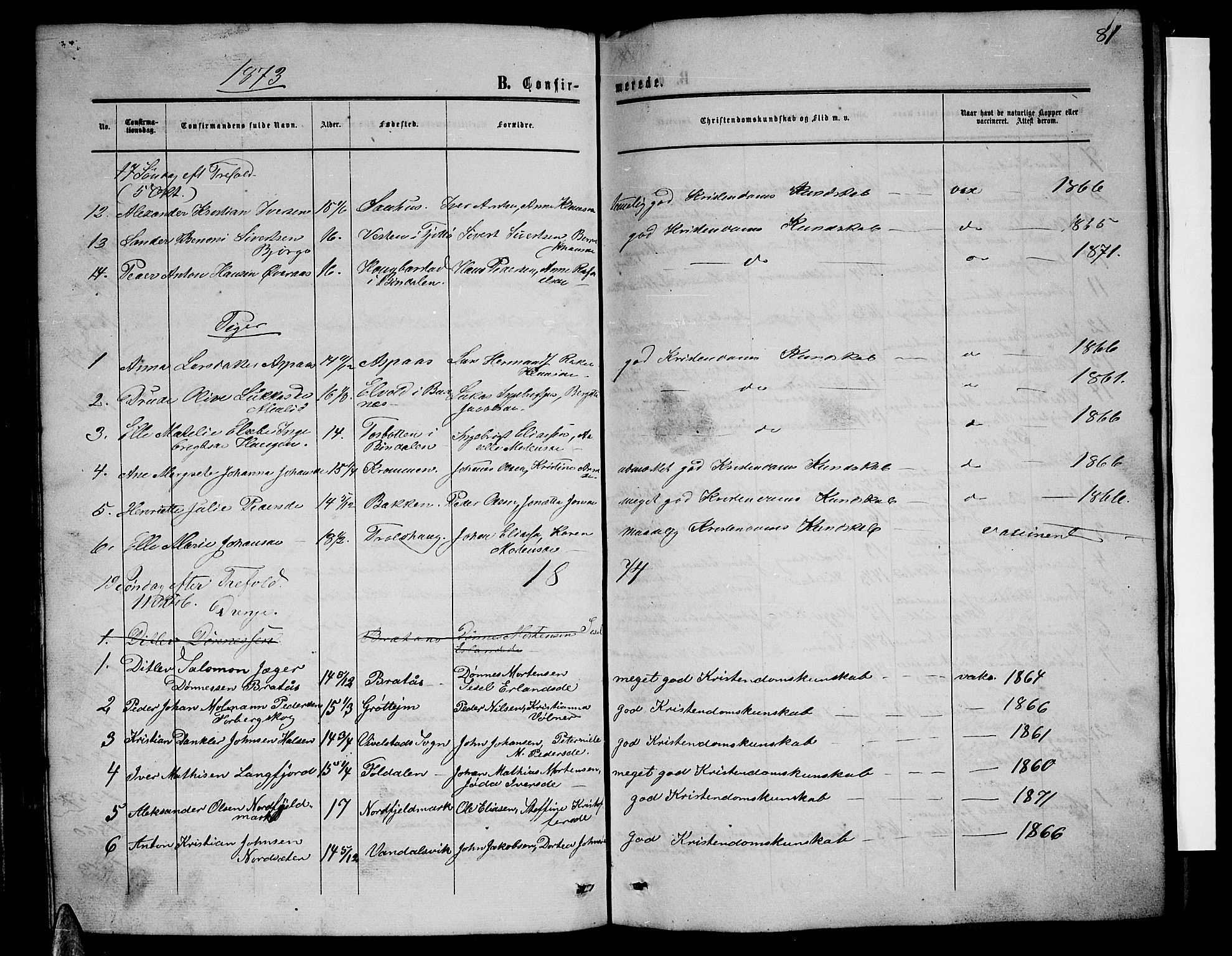 Ministerialprotokoller, klokkerbøker og fødselsregistre - Nordland, SAT/A-1459/814/L0229: Parish register (copy) no. 814C02, 1859-1883, p. 81