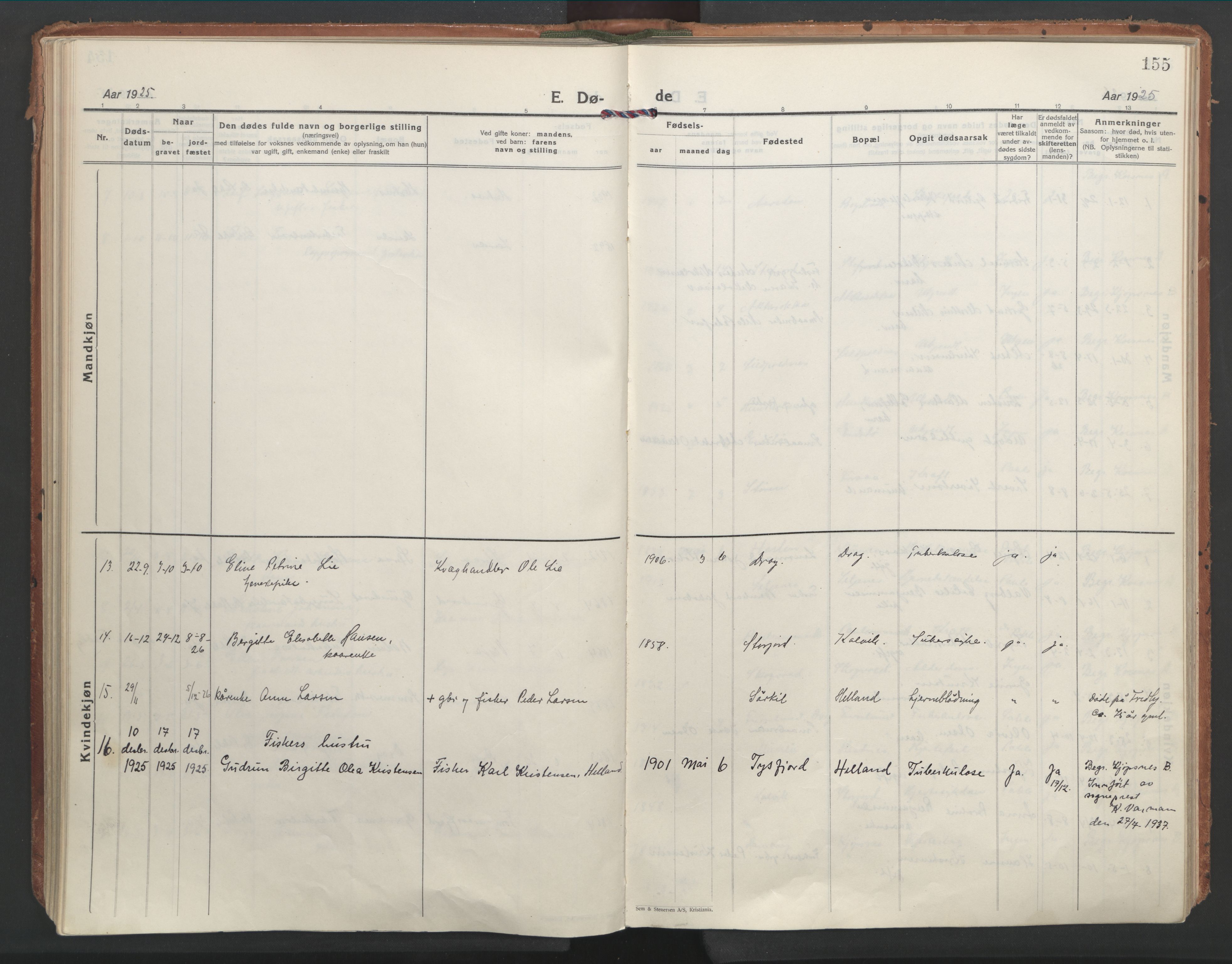Ministerialprotokoller, klokkerbøker og fødselsregistre - Nordland, AV/SAT-A-1459/861/L0873: Parish register (official) no. 861A08, 1923-1932, p. 155