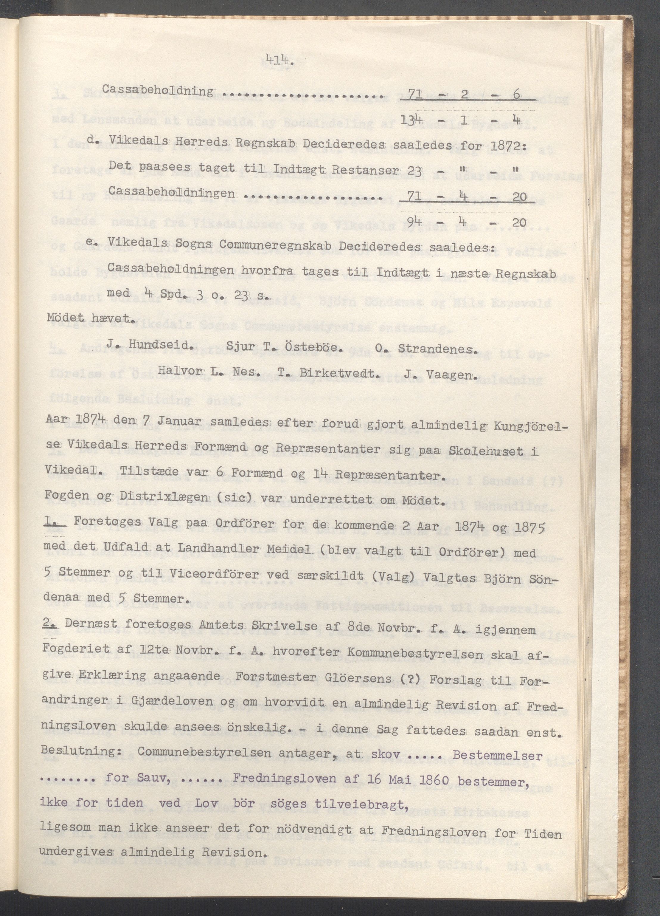 Vikedal kommune - Formannskapet, IKAR/K-100598/A/Ac/L0002: Avskrift av møtebok, 1862-1874, p. 414