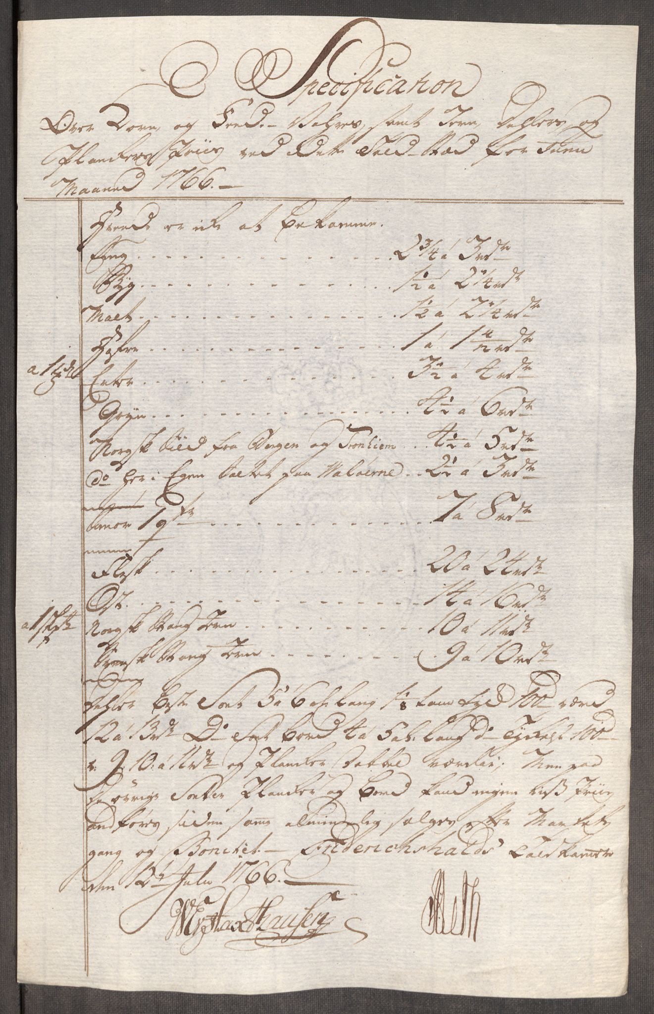 Rentekammeret inntil 1814, Realistisk ordnet avdeling, AV/RA-EA-4070/Oe/L0008: [Ø1]: Priskuranter, 1764-1768, p. 472